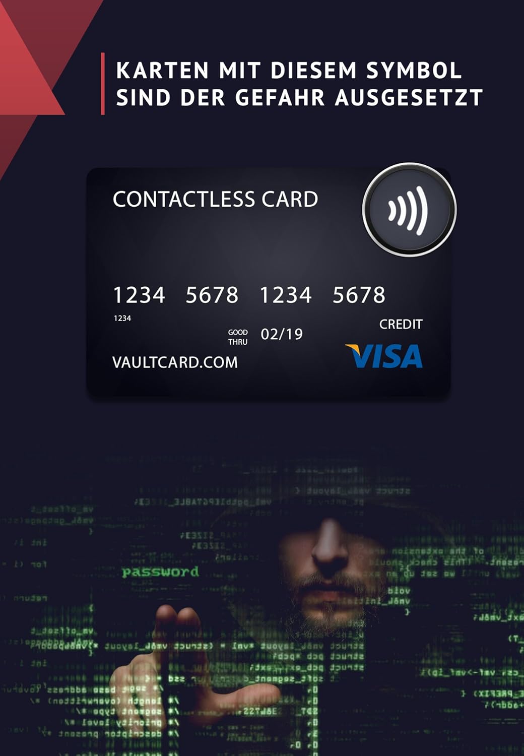 VAULTCARD - RFID Blocking & Jamming Credit & Debit Card Protection for Wallet and Passport - Superior NFC Anti-Theft, Patented Multi-Card Defense
