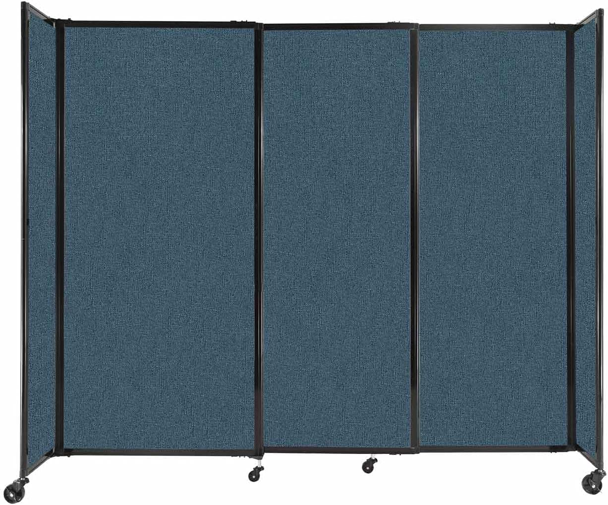 Versare Straightwall Sliding Portable Wall Partition | Freestanding Office Dividers | Locking Wheels | Temporary Room Separator | 7'2" Wide x 6' Tall Caribbean Fabric Panels