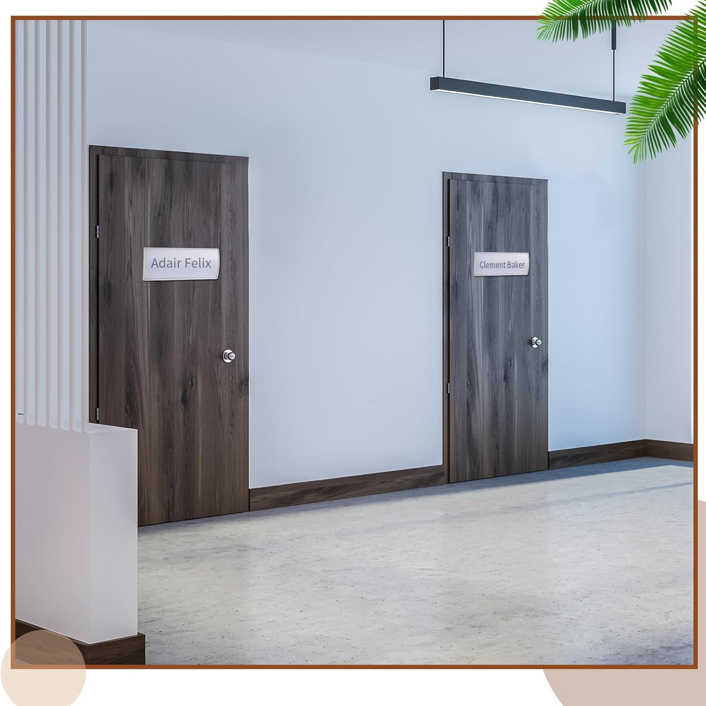 Therwen 12 Pcs Aluminum Office Name Plate Holder for Door Wall Mount 8'' x 3'' Business Sign Holder Office Door Sign Sturdy Curved with Plastic Film and Adhesive Tape (Silver)