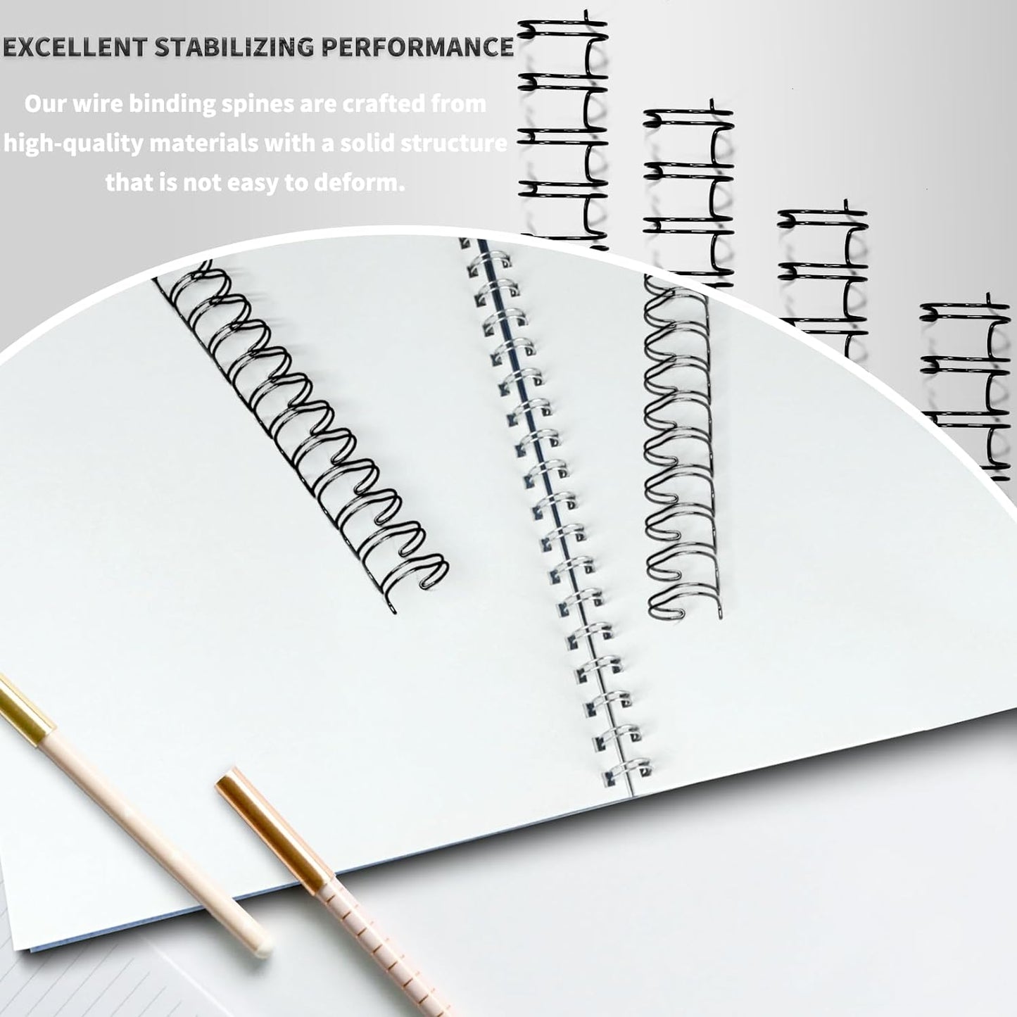 Rayson WR21254BK Wire Binding Spines, 2:1 Pitch Double Loop Binding Wires 1 Inch, 21-Loop Wire Ring Pack of 50 with Black