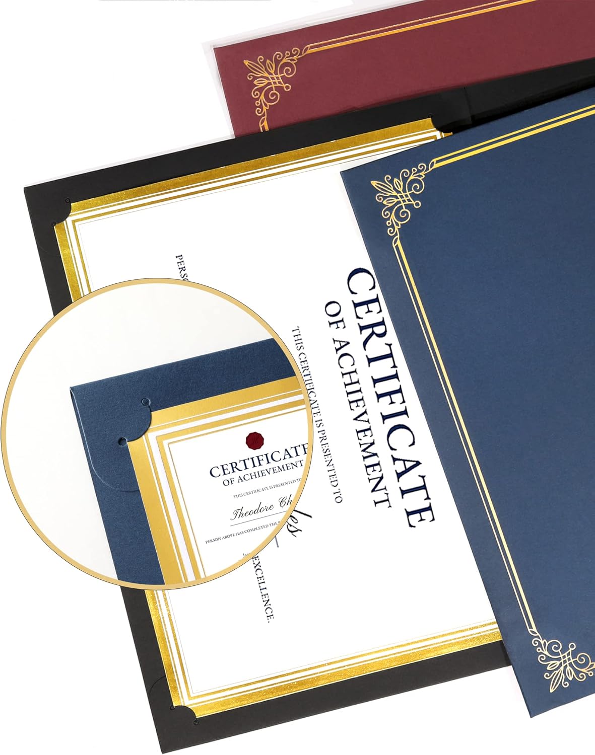 GNL Certificate Holders - 10 Packs Navy Blue Diploma Holders, Certificate Covers with Gold Foil Border, for Letter Size 8.5 x 11 Certificate Paper, Award, Graduation, Documents