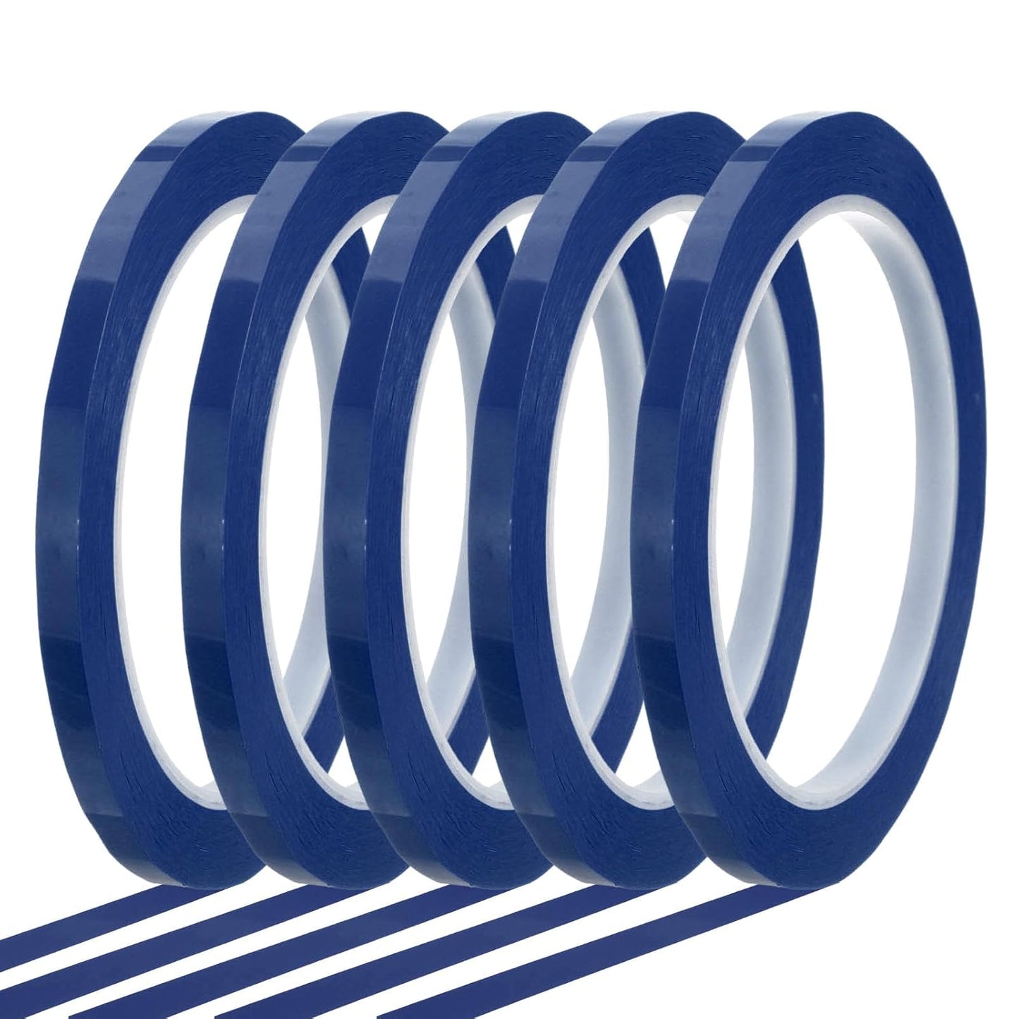 MECCANIXITY Whiteboard Tape 1/4" x 72 Yard Pinstripe Graphic Chart Line Grid Marking Tapes for Classroom Office Dry Erase Board Art, Blue, Pack of 5