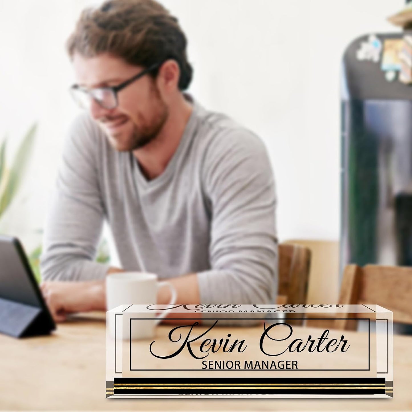 Name Plate for Desk Personalized, Acrylic Desk Decorations, Employee Appreciation Gifts, Custom Office Gifts for Coworkers, Boss, Teacher, Nurse (Business Black)