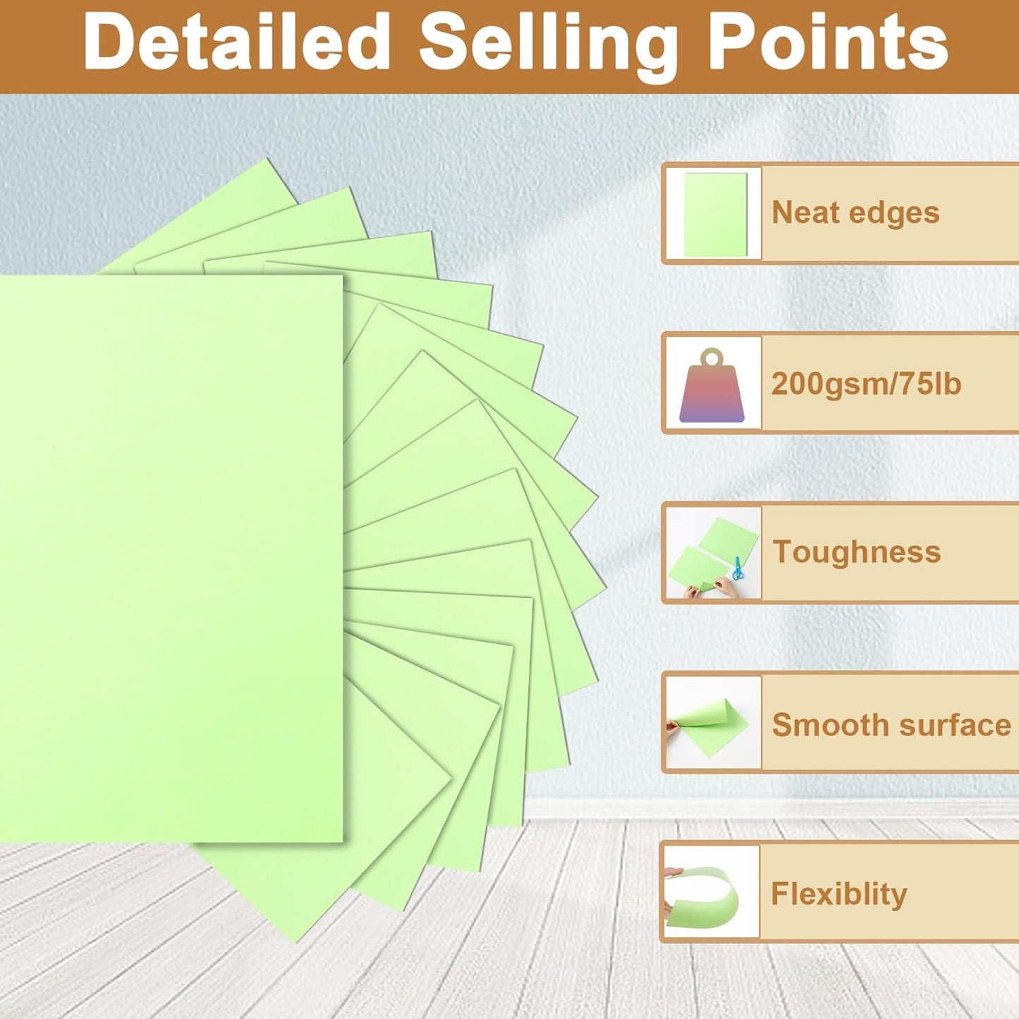 40 Sheets Light Green Cardstock 8.5 x 11 Craft Paper, 200gsm/75lb Heavyweight Certificate Paper Card Stock for DIY Cards Making, Business Cards, Wedding Invitations, Menus, School