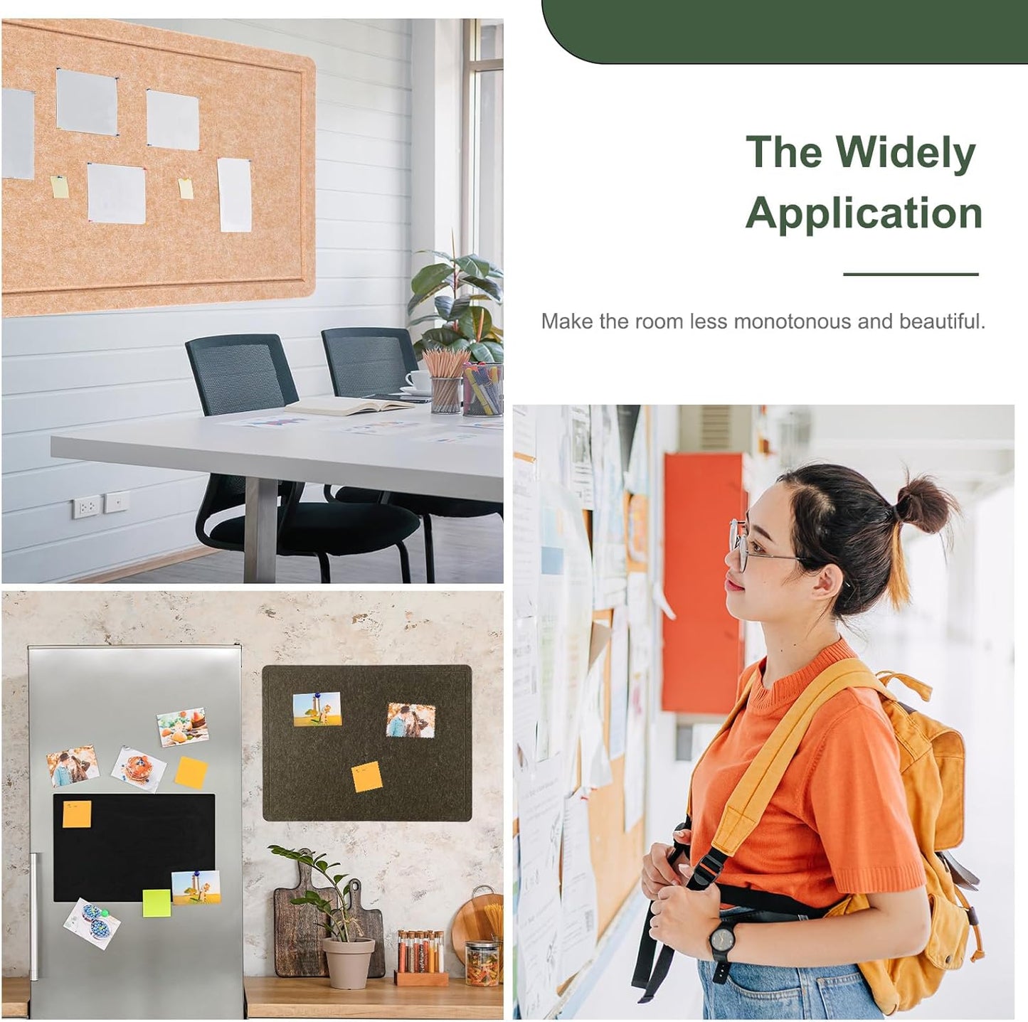 YOKIVE Felt Bulletin Board, 48 x 36 -Inch Foldable Decorative Pin Board Self Adhesive Felt Cork Board with 20 Pushpins, Great for Wall, Photo Display, Paste Note, Schedule(Blue)