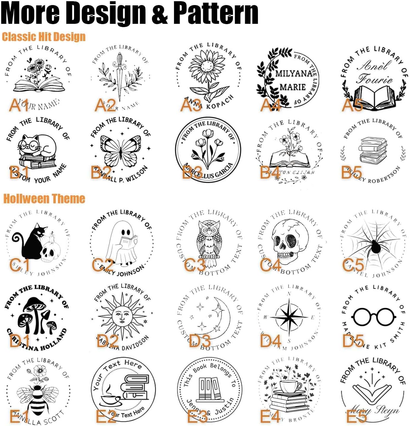 Custom Book Embosser Stamp Personalized for Book Lover, Personal Stamp Gift for Book, Ex Libris, Envelop, Sticker, Wedding Invitation, Embossing Stamp Includes 10pcs Stickers (Black)