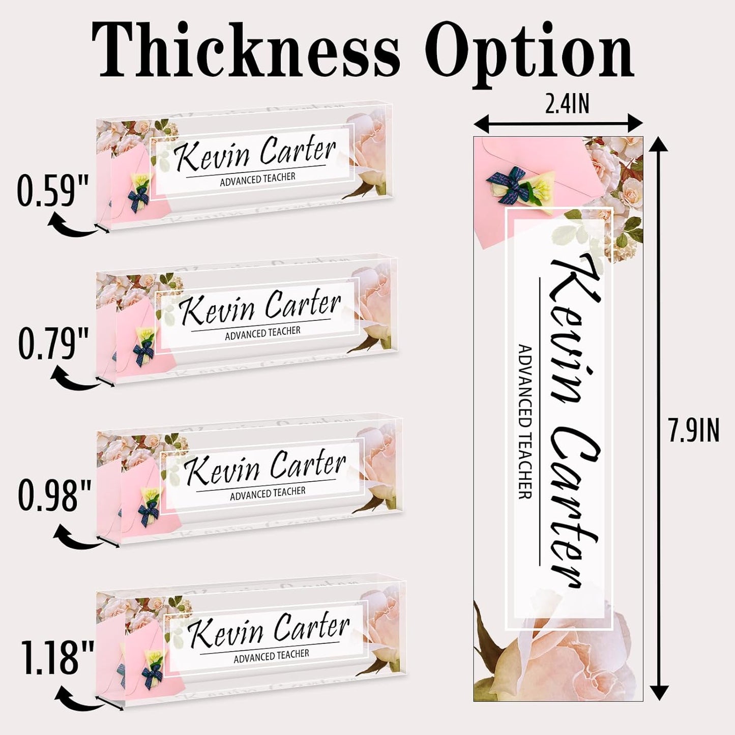 Name Plate for Desk Personalized, Acrylic Desk Decorations, Employee Appreciation Gifts, Custom Office Gifts for Coworkers, Boss, Teacher, Nurse (Pink Rose)