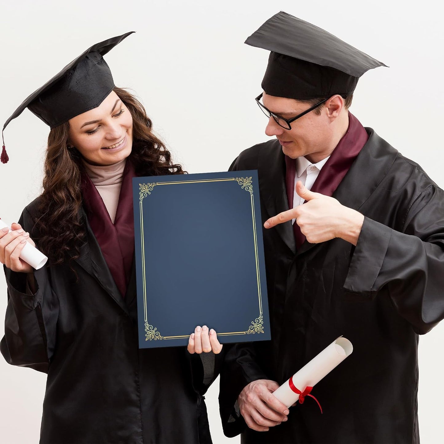 GNL Certificate Holders - 50 Packs Navy Blue Diploma Holders, Certificate Covers with Gold Foil Border, for Letter Size 8.5 x 11 Certificate Paper, Award, Graduation, Documents