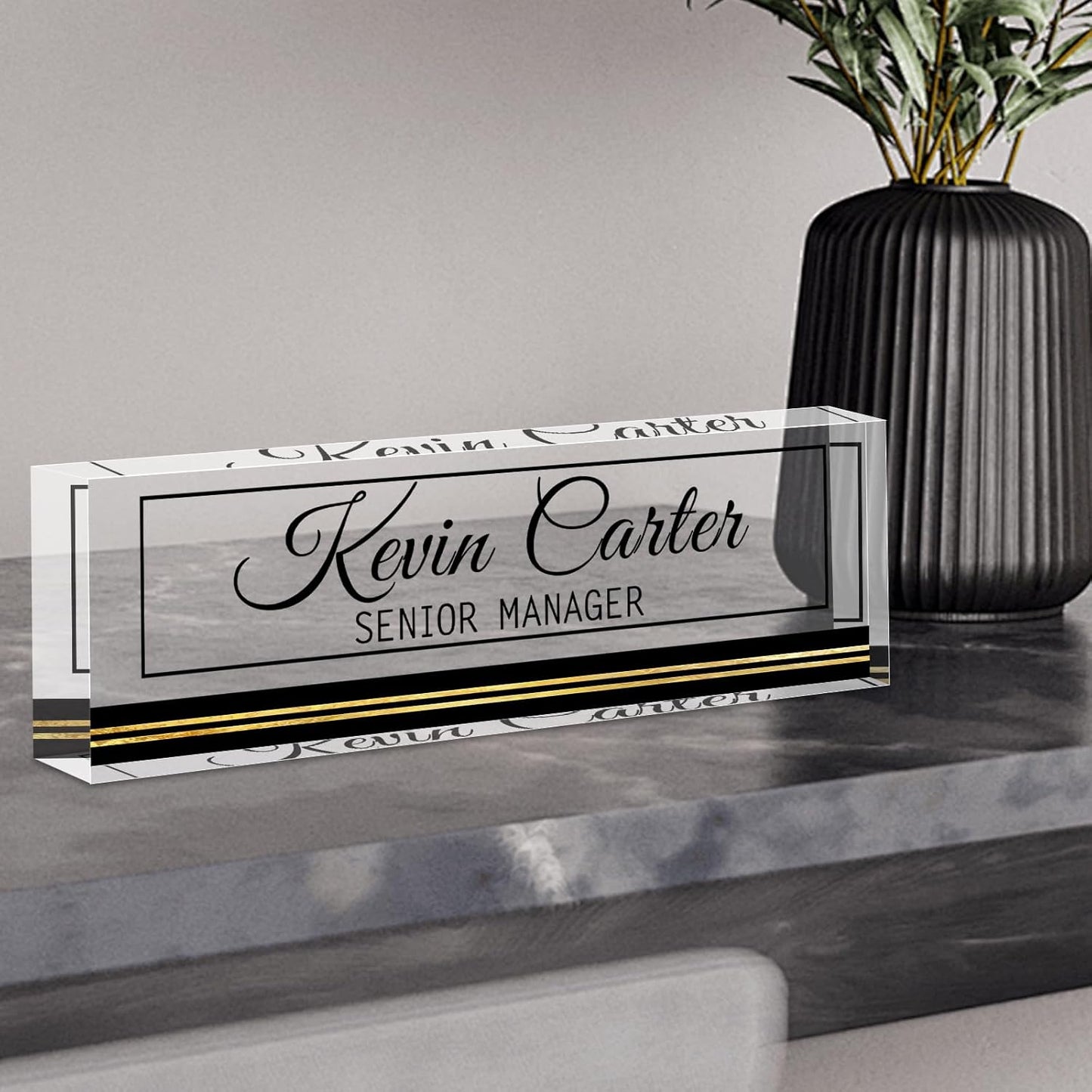 Name Plate for Desk Personalized, Acrylic Desk Decorations, Employee Appreciation Gifts, Custom Office Gifts for Coworkers, Boss, Teacher, Nurse (Business Black)