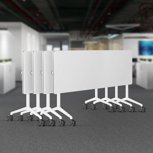 Folding Conference Room Tables 6 Pack, Foldable Modern Mobile Meeting Table Desk Training Table 6FT Large Rolling OfficeTable for Conference Training Classroom (4, 70.8" * 23.6" * 29.5")