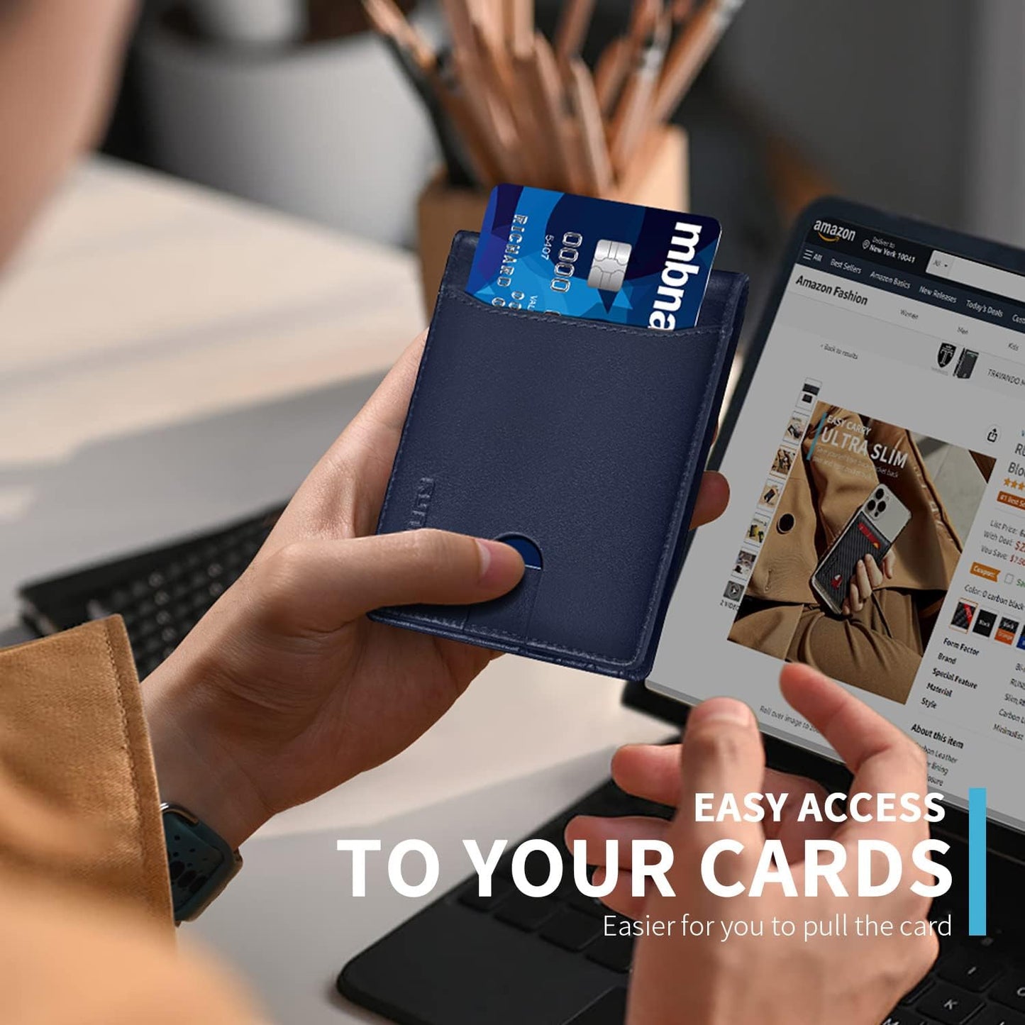 RUNBOX Novelty Wallet for Men Slim 11 Credit Card Holder Slots Leather RFID Blocking Small Thin Men's Wallet Bifold Minimalist Front Pocket Large Capacity Gift Box