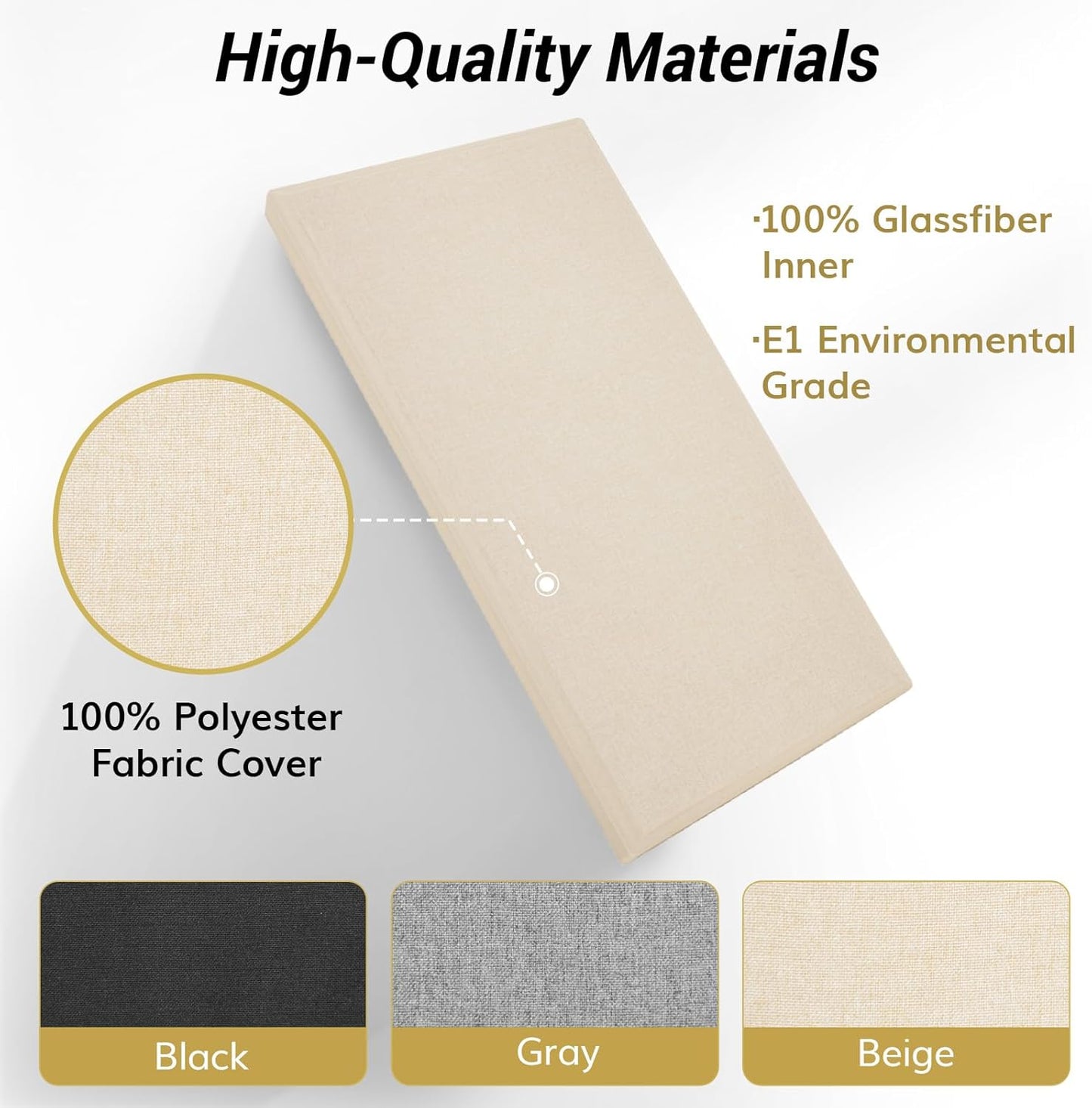 TONOR 4 PCS Large Acoustic Panel, 23.6″ * 11.8″ * 2.36″ 3D Fiberglass Sound Proof Panel with Full Self-Adhesive, Decorative Echo Absorbing Wall Panel, for Studio, Living Room, Home, Office, Beige