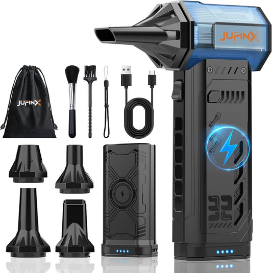 X301 Compressed Air Duster-250000RPM Super Power Electric Air Duster, Replaceable Battery,Long Life mini Blower, 3-Gear Adjustable,4 nozzles for Computer, Keyboard, Outdoors and Car Cleaning