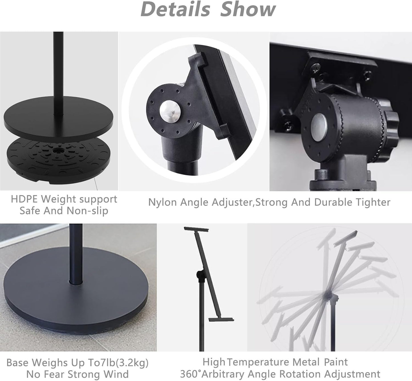 Heavy Duty Multi-angle Adjustable Metal Painting Easel Stand,Sign Holder Stand,Poster Stand with Round Base- Outdoor Floor Standing Indoor Display Holder(Black)