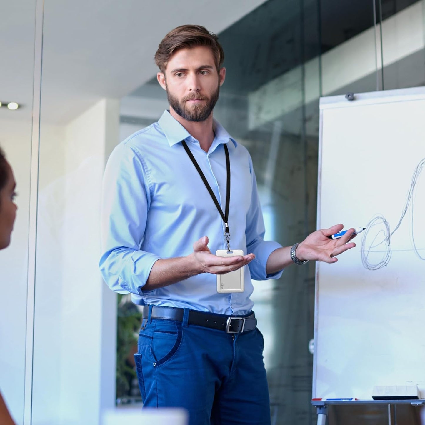 1000 Pack Bulk Lanyards for ID Name Badges Holder Flat Lanyards with Hook Clip Swivel for Office School Accessories (Black)