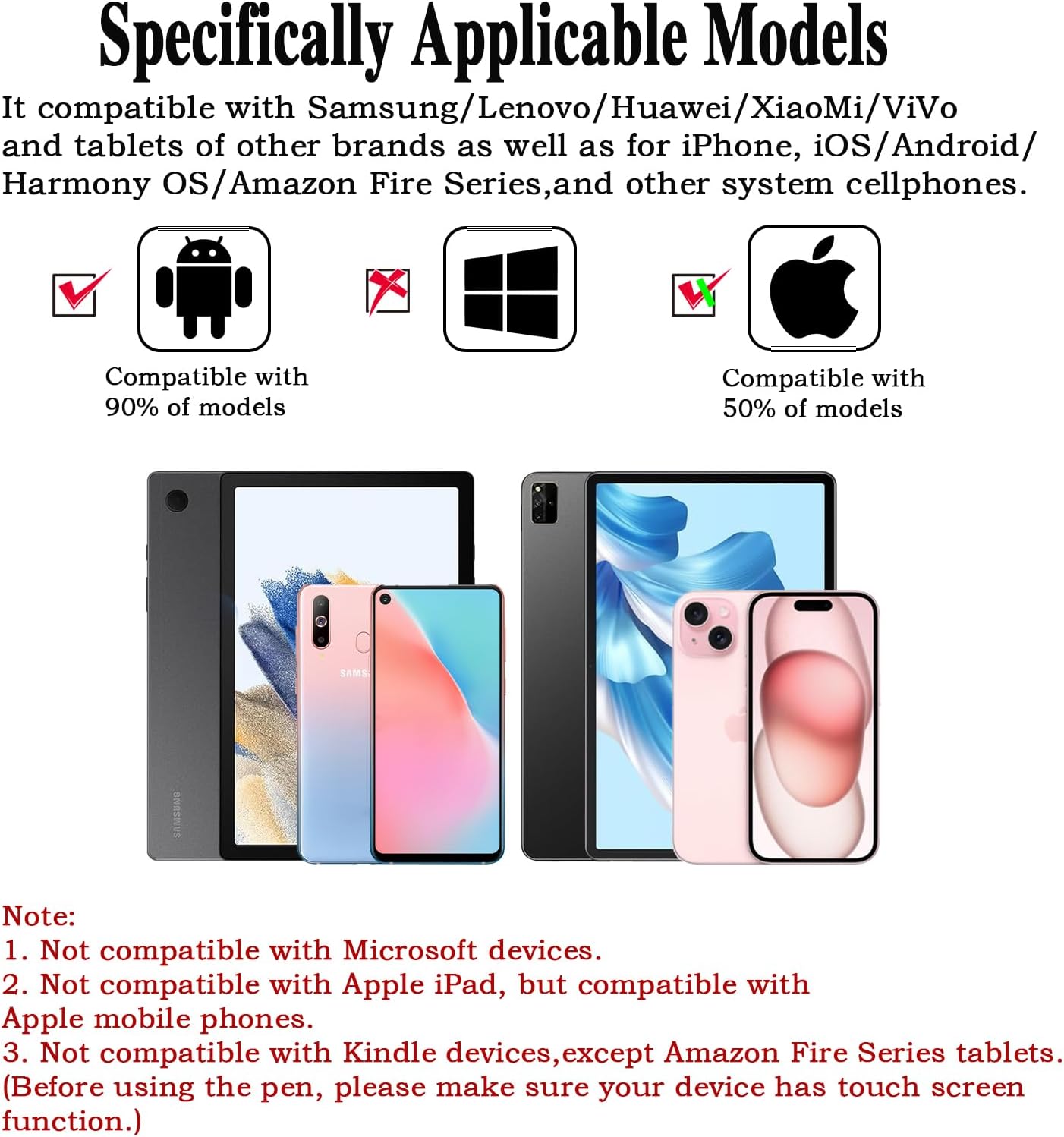 Stylus Pen for Android and iOS Touch Screen Pen,Tablet Pencil with 4 Pom Tip,Magnetic Phone Stylus Compatible with Samsung/Huawei/Lenovo/Mi/Vivo and Other Android Smartphone and Tablet Devices-Purple