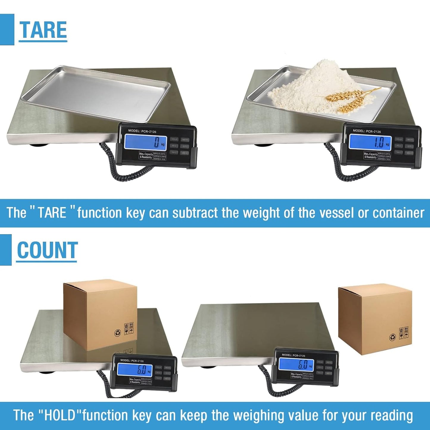 Large 440lbs Shipping Scale, 15"X 12" Platform Heavy Duty Stainless Steel Platform for Postal Industrial Floor Business Office Home Warehouse Package Luggage