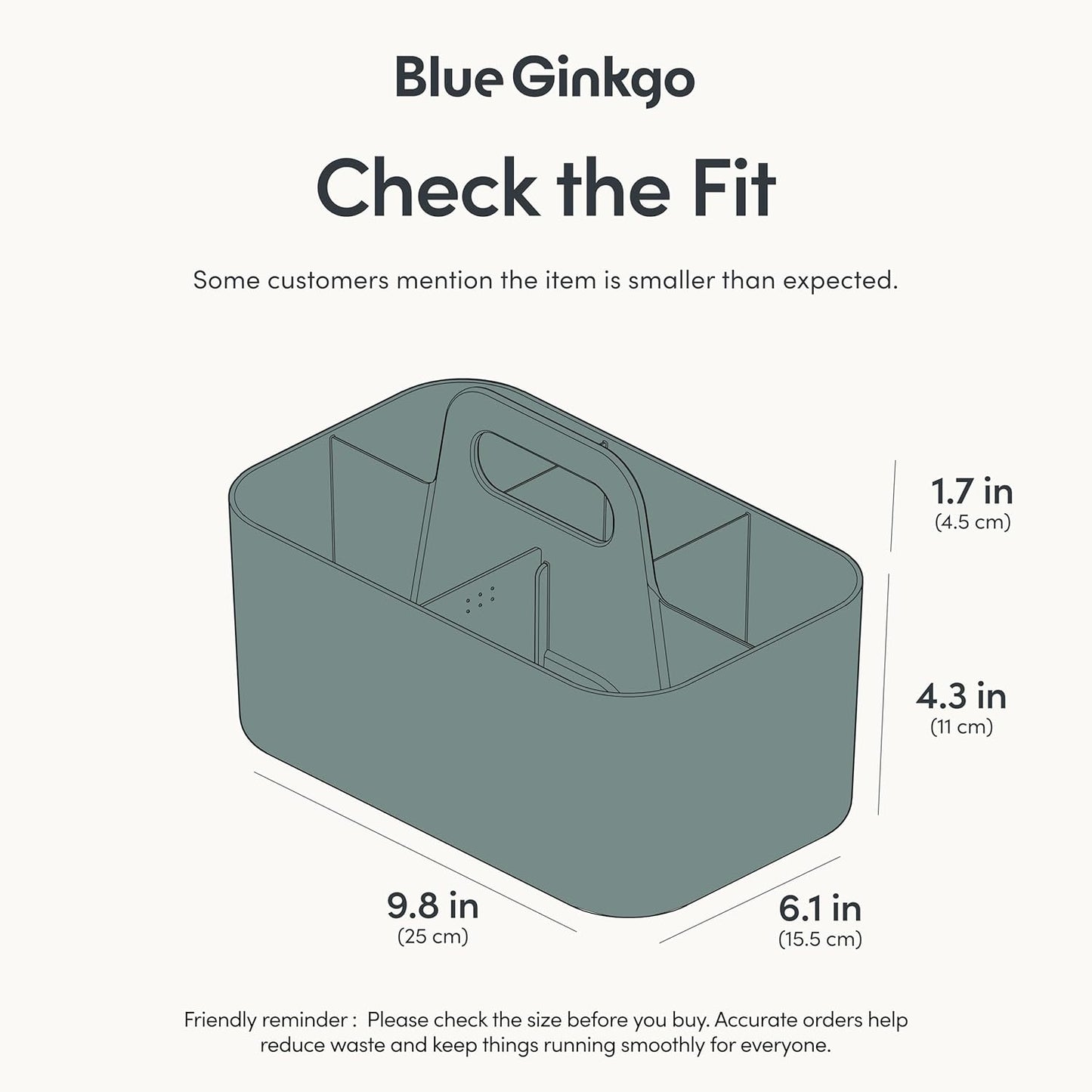 BLUE GINKGO Stackable Organizer Caddy – Korean-Made Portable Tote for Bathroom, Office, Crafts, or School Supplies (Rectangle, Green)