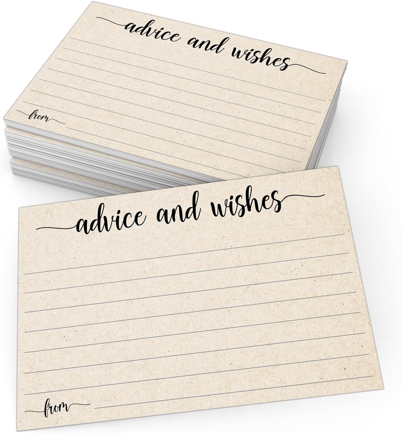 321Done Advice and Wishes Cards, Made in USA - 4x6 Kraft Tan, Blank Well Wishes for Wedding, Bridal, Mr and Mrs, Retirement, Baby Shower, Words of Wisdom - Pack of 50