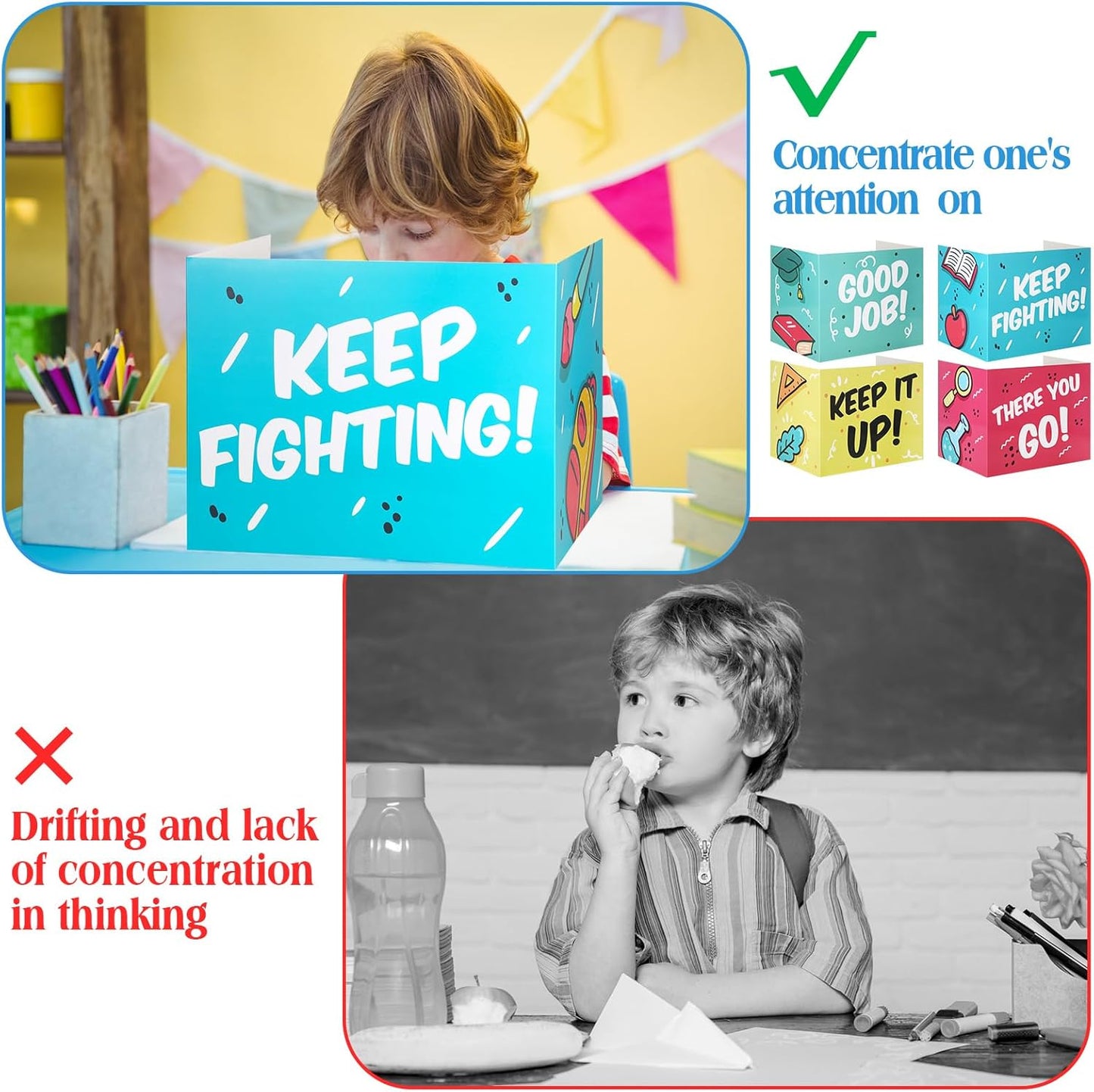 Crtiin 24 Pcs Privacy Folders for Students Desk Dividers Standard School Privacy Cardboard Board Testing Dividers Shield for Classroom Teacher Supplies Keep Eyes from roving(Study)