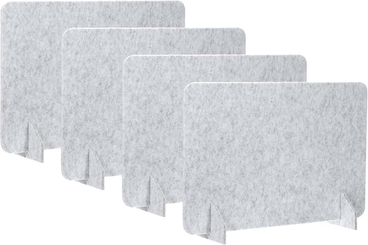 PATIKIL Desk Divider, 4 Set 24 x 16 Inch Acoustic Freestanding Desk Divider Desk Privacy Panel with 8 Pcs Support Feet for Library Office Workstation,Light Grey