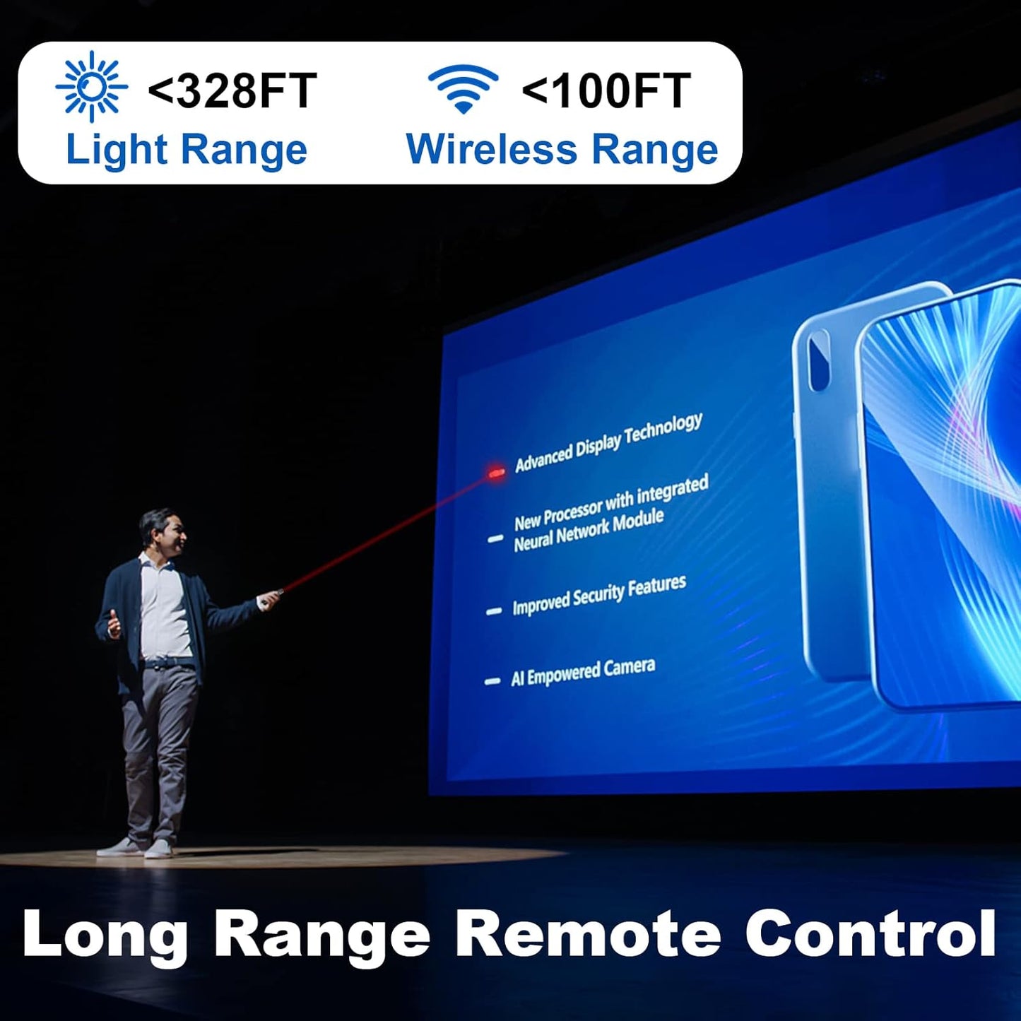 USB-C/USB-A Laser Pointer for Presentation Clicker PowerPoint Wireless Presenter Remote, Google Slide Advancer Projector Smart Board Slideshow Power Point PPT Clicker for Mac/Laptop/Computer/Office