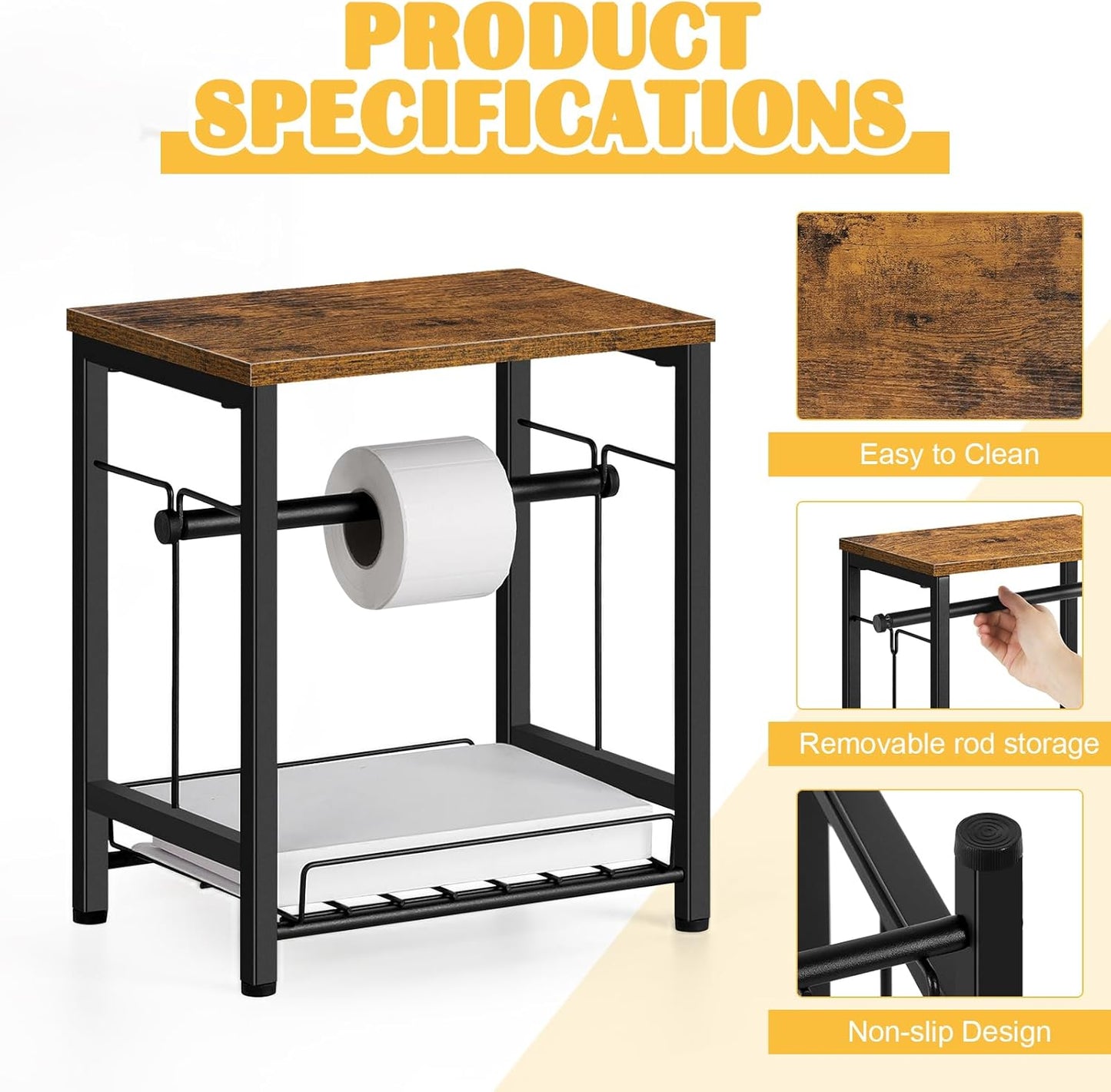 Label Holder Thermal Shipping Label Holder for Rolls & Fan-Fold, Sticker Roll Holder with Basket Desktop Label Roll Dispenser Accessory for Home, Office, Small Business, Rustic Brown