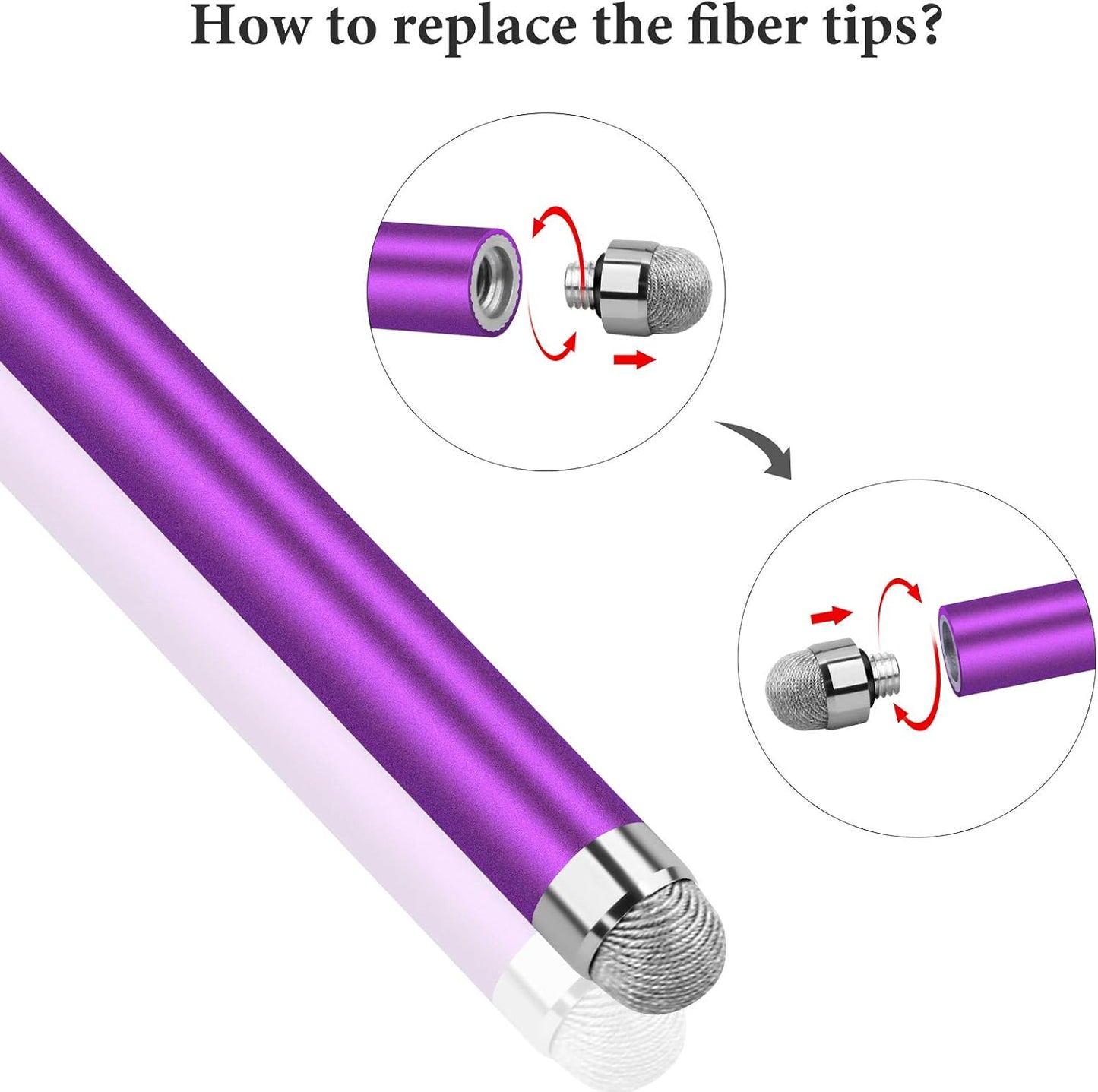 StylusHome Stylus Pens for Touch Screens (6 Pcs), Sensitivity Capacitive Stylus Fiber Tips Touch Screen Pen with 6 Extra Replaceable Tips for for iPad iPhone Tablets All Universal Touch Devices