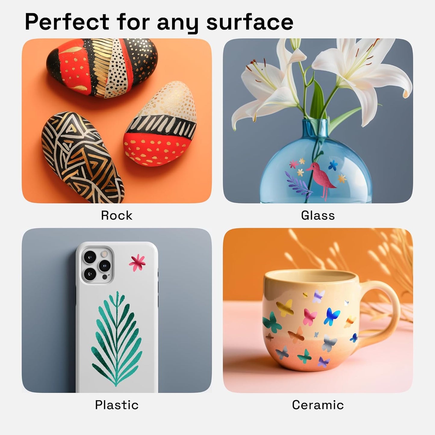 ARTISTRO 12 Metallic Paint Pens for Glass, Rock Painting, Ceramic, Wood, Fabric, Pebbles, Scrapbook Journals, Photo Albums, Card Stocks - Acrylic Paint Markers Medium Tip 3.0mm