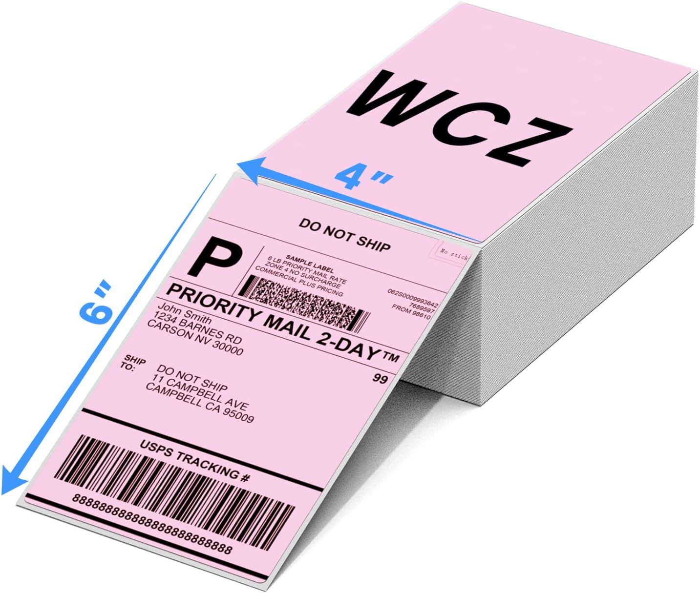 Pink Thermal Labels 4x6 for Shipping Label Printers - 500 PCS Pink Shipping Labels Compatible with Thermal Printers 4x6, Water/Oilproof Label Paper, Use for Logistics Business