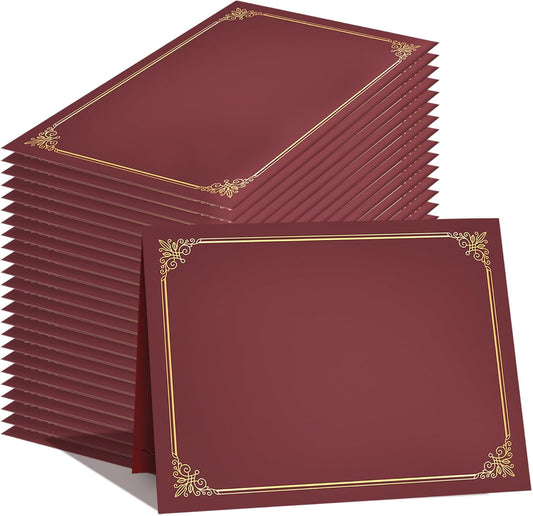 GNL Certificate Holders - 25 Packs Burgundy Diploma Holders, Certificate Covers with Gold Foil Border, for Letter Size 8.5 x 11 Certificate Paper, Award, Graduation, Documents