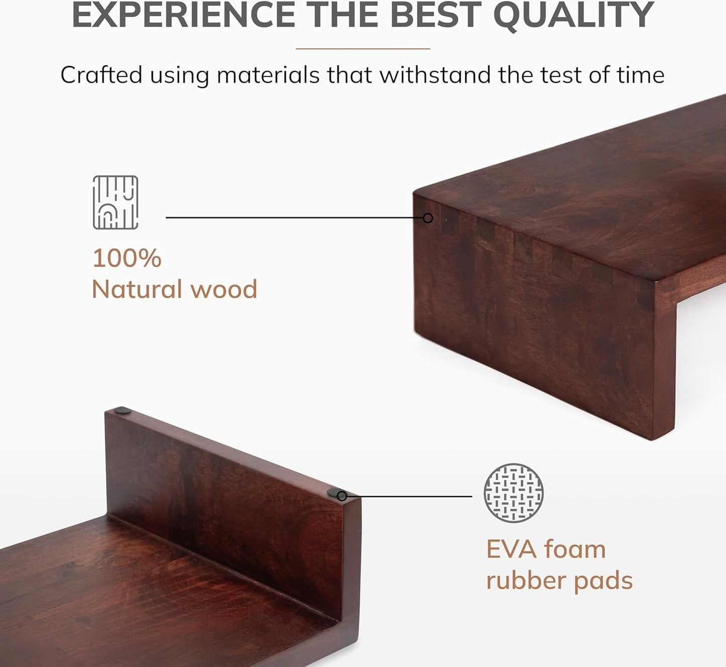 Anji Mountain Wooden Monitor Stand - Elegant Monitor Riser, Perfect Monitor Stand for Desk Organization, Durable Wood Construction monitor stands, Enhances Ergonomics and Workspace Efficiency,Walnut