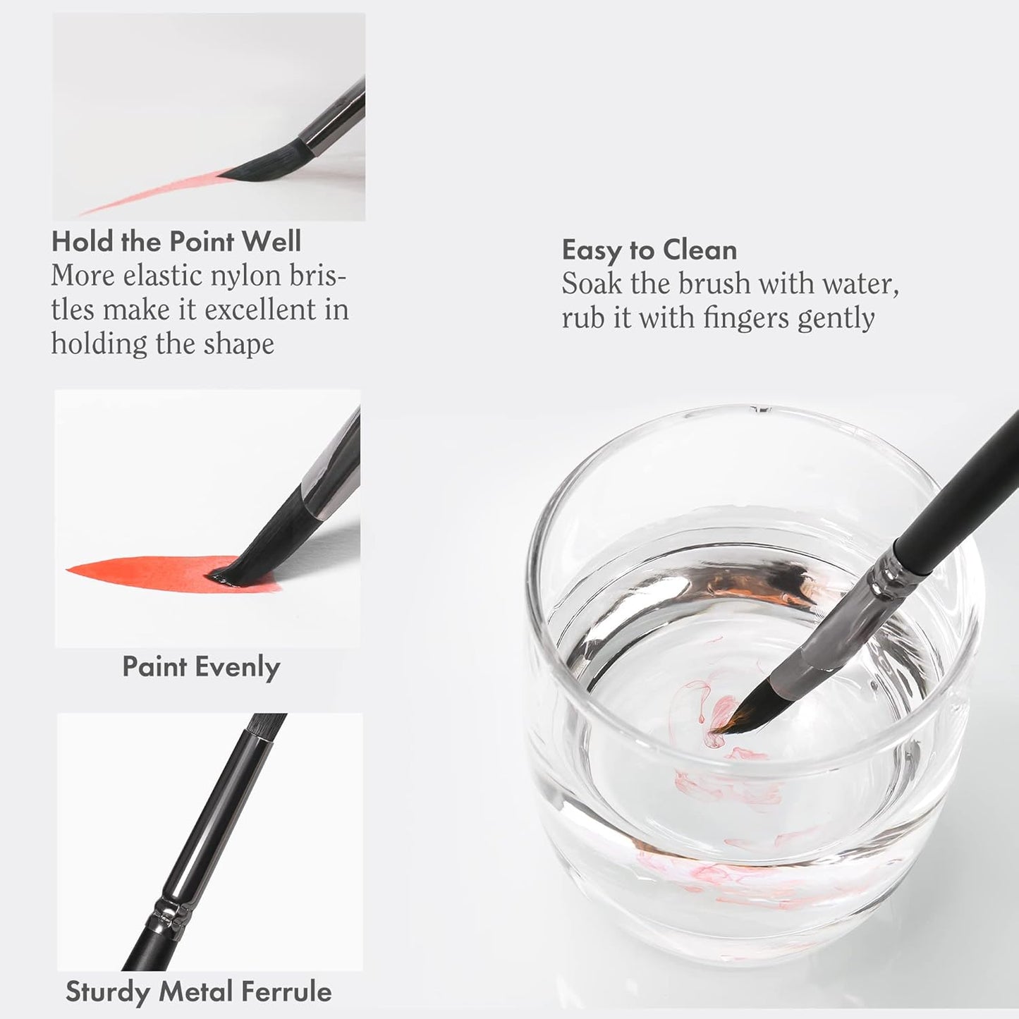 ARTIFY 12 PCS Watercolor Brushes Set, Synthetic Paint Brushes for Watercolor Painting, Acrylic, Gouache & Oil Painting - Detail Paint Brushes, Round, Flat, Cat's Tongue,Liner for Beginners & Kids