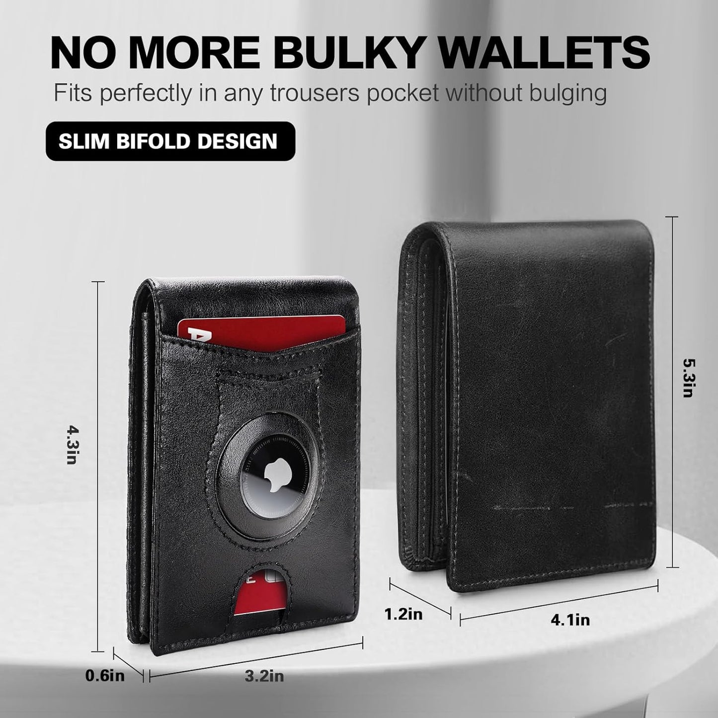 Slim Wallet for Men RFID Blocking Bifold Mens Slim Wallet,Ultra Thin Minimalist Front Pocket Small Compact Mens Leather Wallets,Smart Security Credit Card Holder with 2 ID Window & 1 Money Slot