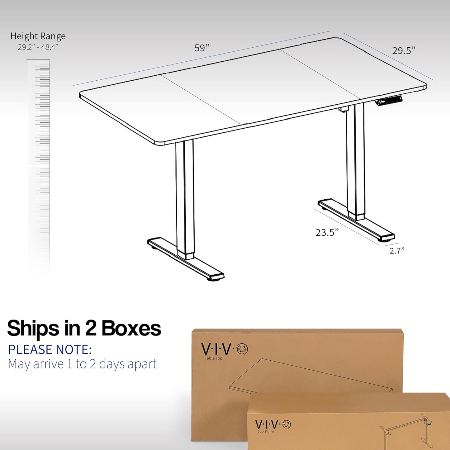 VIVO Electric 60 x 30 in Standing Desk, Memory Height Adjustment, 1B Series, Dark Walnut Top White Frame, DESK-KIT-1W6D-30