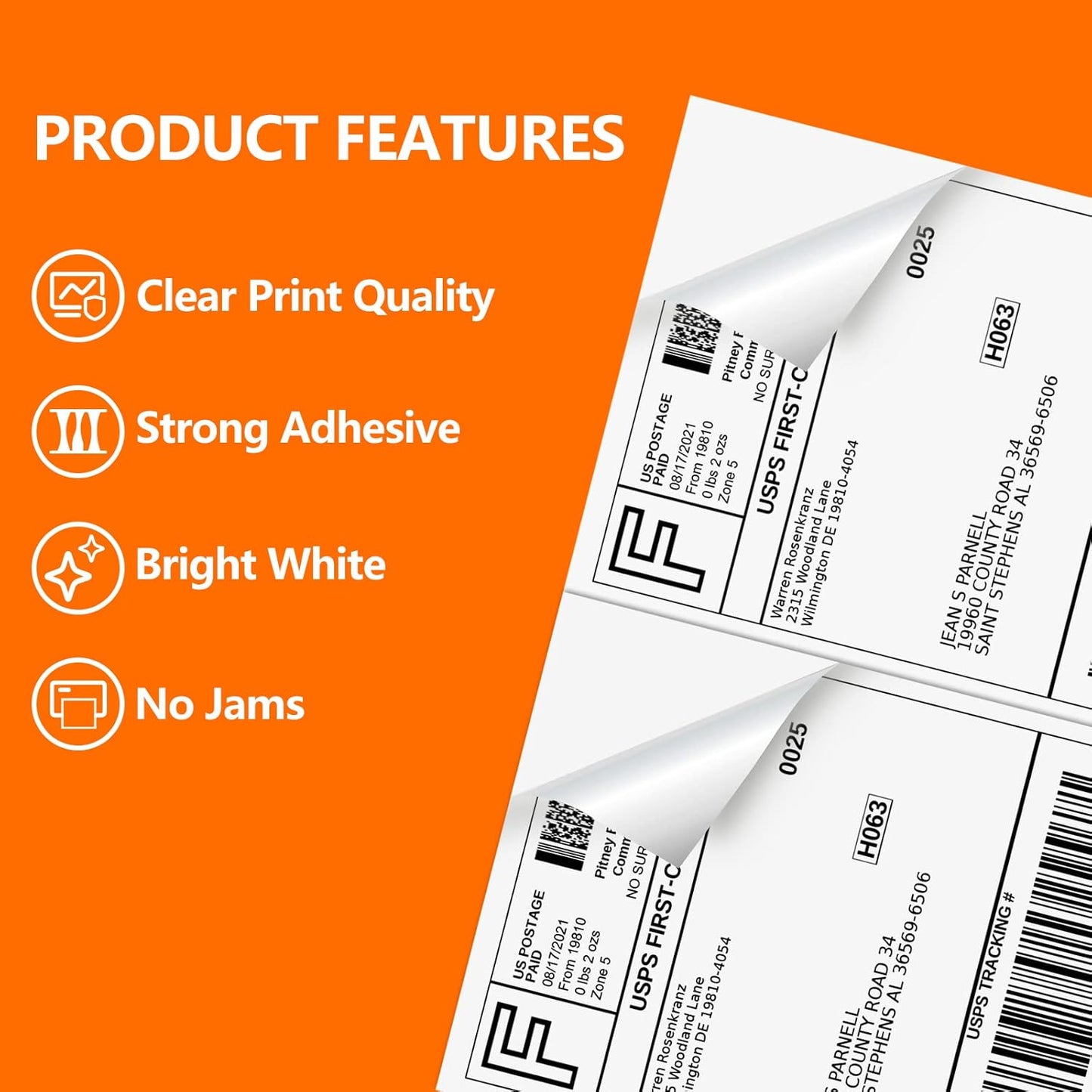 Half Page Self Adhesive Shipping Labels, 8.5" x 5.5" Shipping Labels Compatible Laser & Inkjet Printer 2 Label Per Sheet (250 sheets-500 Label)