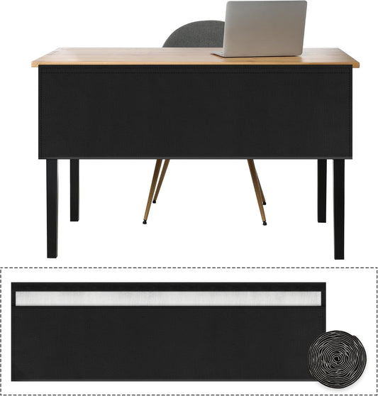 Under Desk Privacy Panel with Cable Management Organizer Sleeve Self-Adhesive Modesty Panel for Cord Organizer Pockets and Desk Skirt for Home Office or Standing Workstation (48 in)