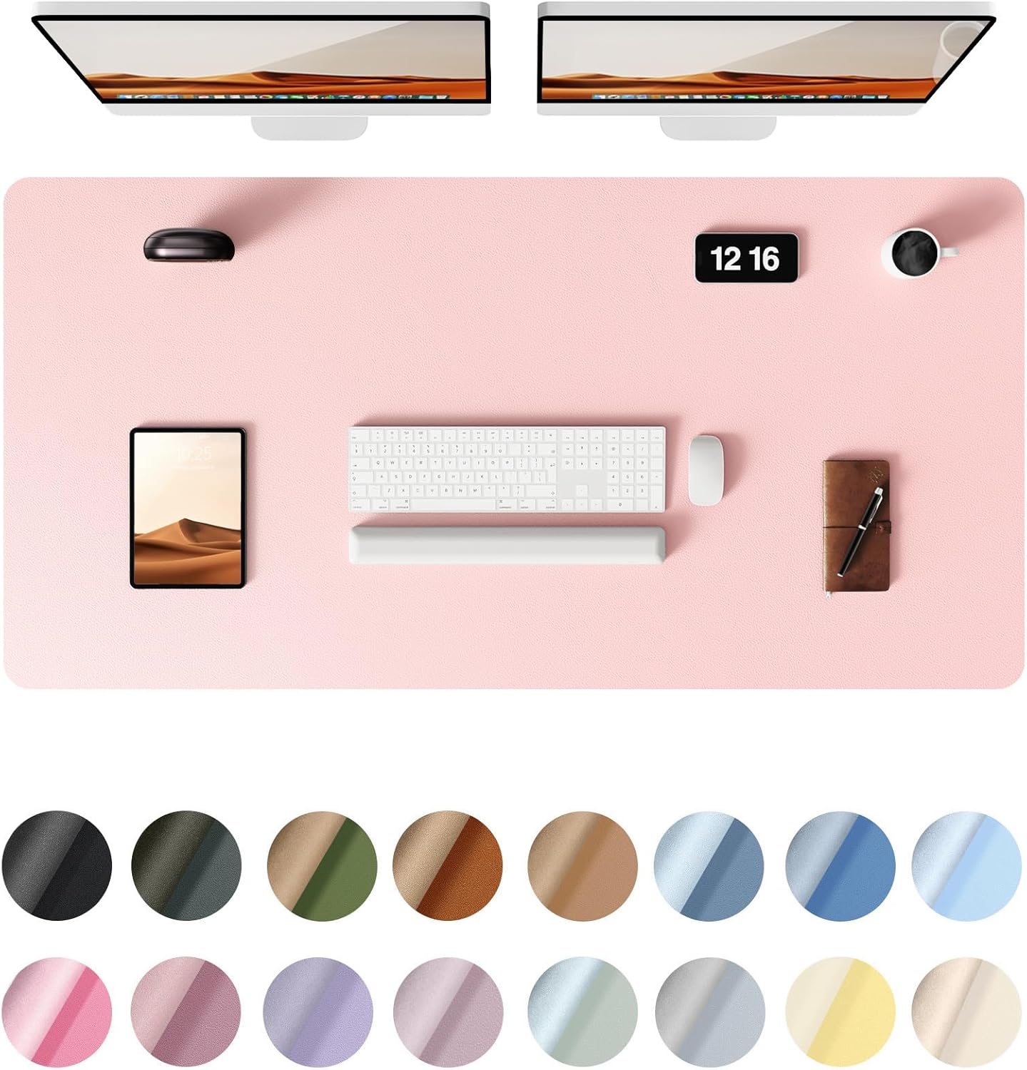 YSAGi Leather Desk Protector, Office Mat, Large Mouse Mat, Non-Slip PU Leather Blotter, Laptop Pad, Waterproof Writing Pad for Office and Home (Light Pink, 47.2" x 23.6")