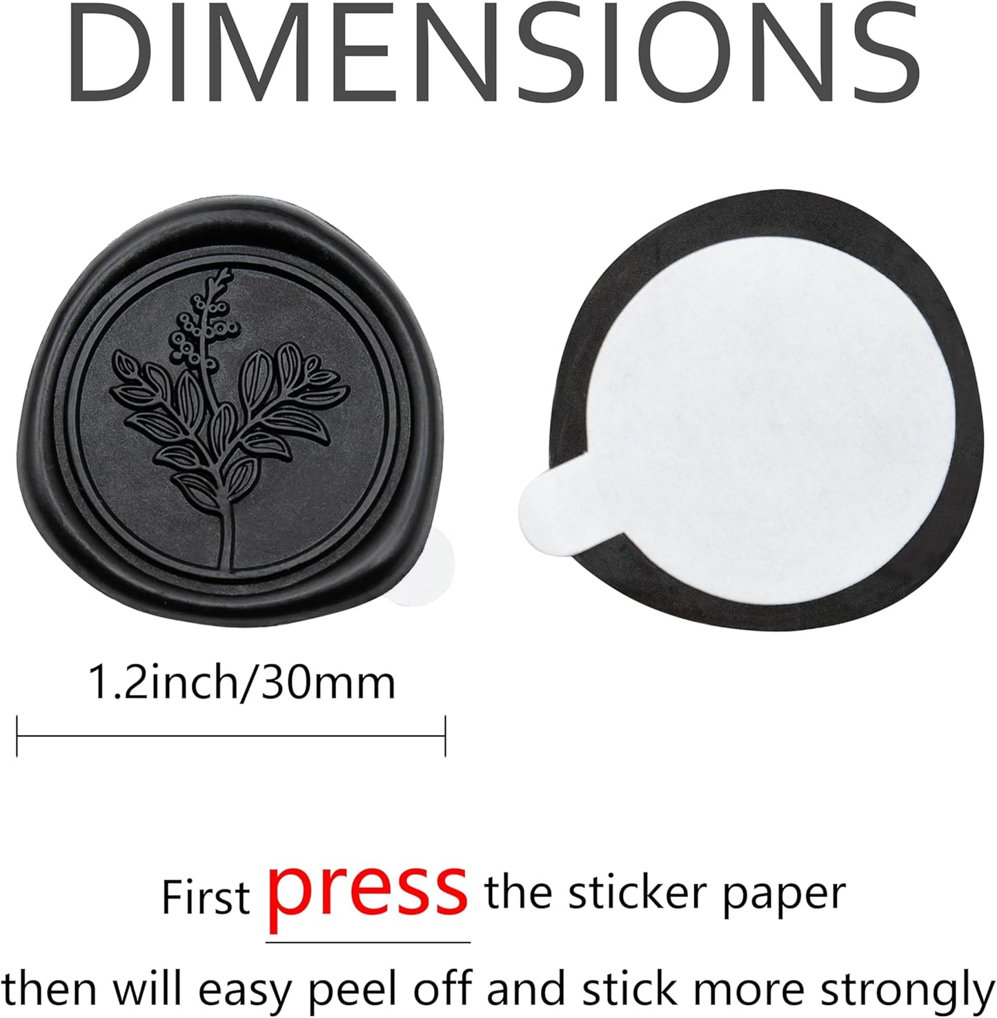 60 Pcs Black Wax Seal Stickers, Wedding Invitation Accessories Wax Stickers - Peferct for Wedding Accessories Sticker, Gift Box Craft Wrapping, Christmas Cards Envelope Seals