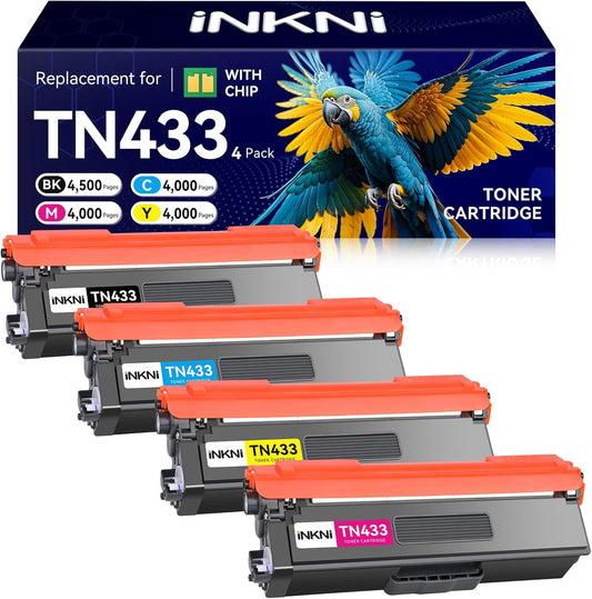 TN433 Toner Cartridge Set 4 Pack(with chip) Compatible Replacement for Brother tn436 tn431 tn433bk tn 436bk Toner for MFC-L8900CDW HL-L8360CDW HL-L8260CDW MFC-L8610CDW Prints