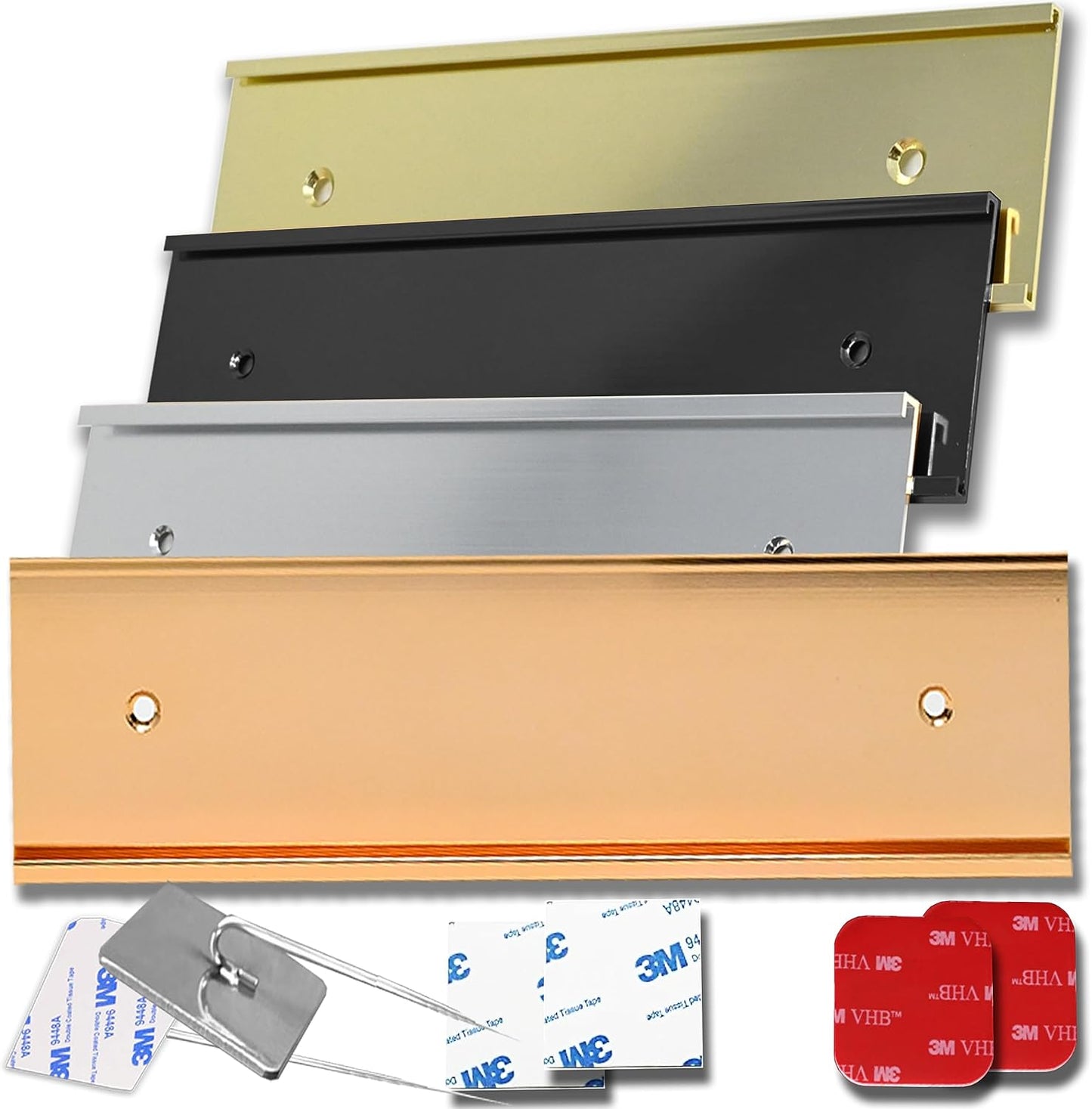 Executive Wall Nameplate Sign Holder Rose Gold Aluminum Fits 2x10 Plastic Office Door Name Plate or Cubicle Option| Made in USA