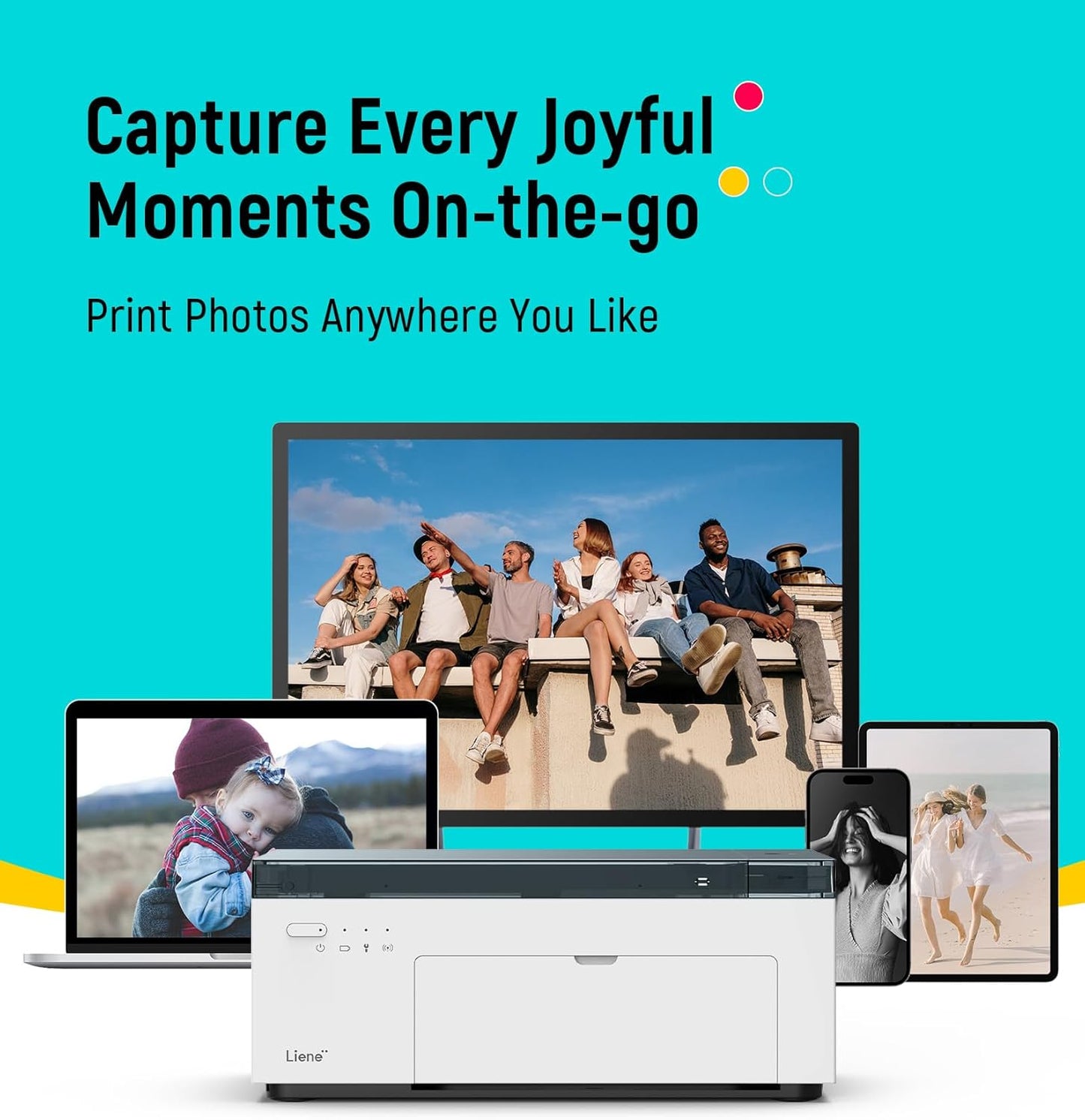 Liene White M200 4x6'' Photo Printer Battery Edition, Wireless Photo Printer for iPhone Android, Dye Sublimation Printing Full-Color Photo 20-Sheet, Portable Picture Printer Ideal for Travel Home Use