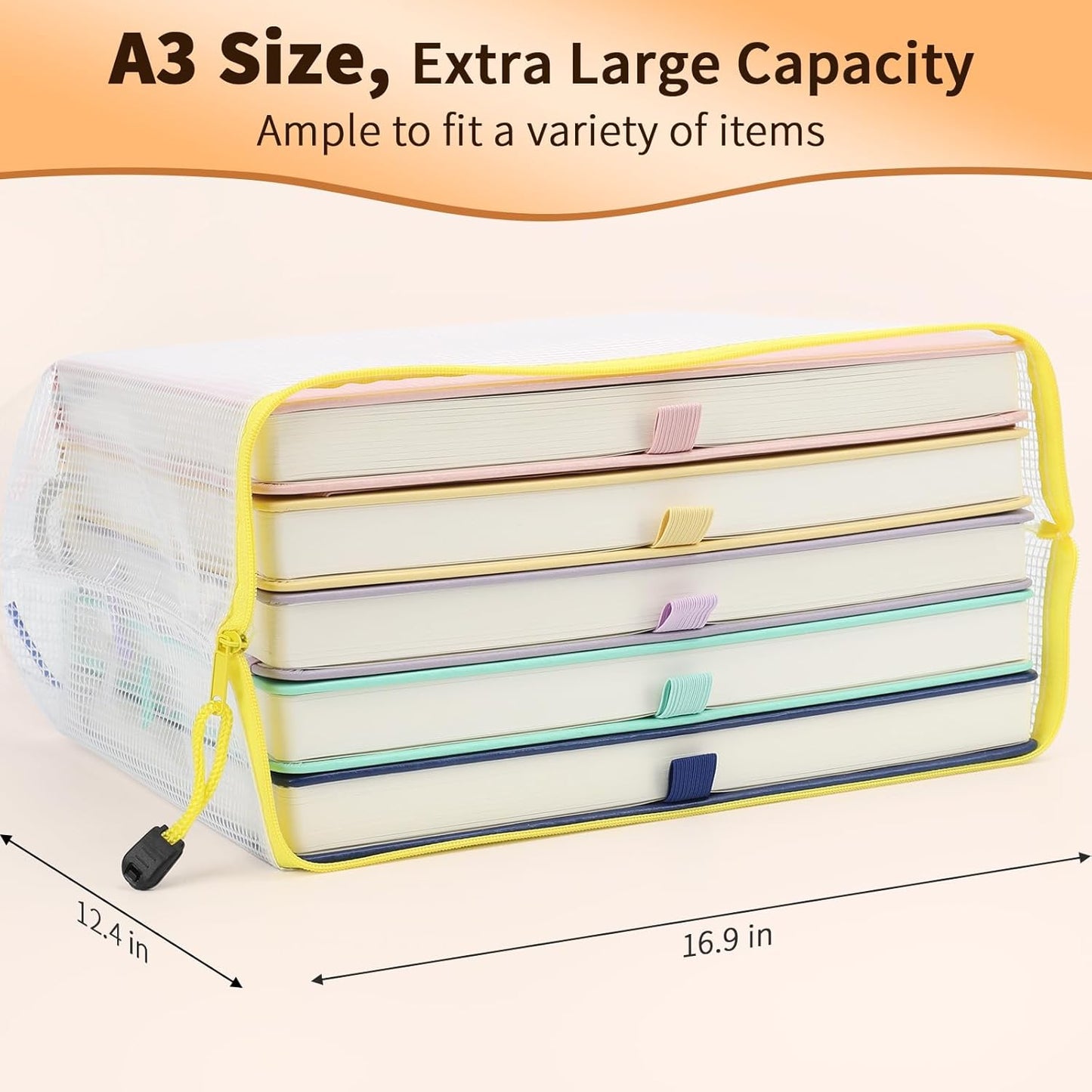 Umriox Zipper Mesh Document Pouch, 16.9x12.4 in (6 Colors, 18 Packs), Clear Zipper Pouches, Waterproof Zipper Pouches for Craft Projects Office Supplies Cosmetics Travel Storage