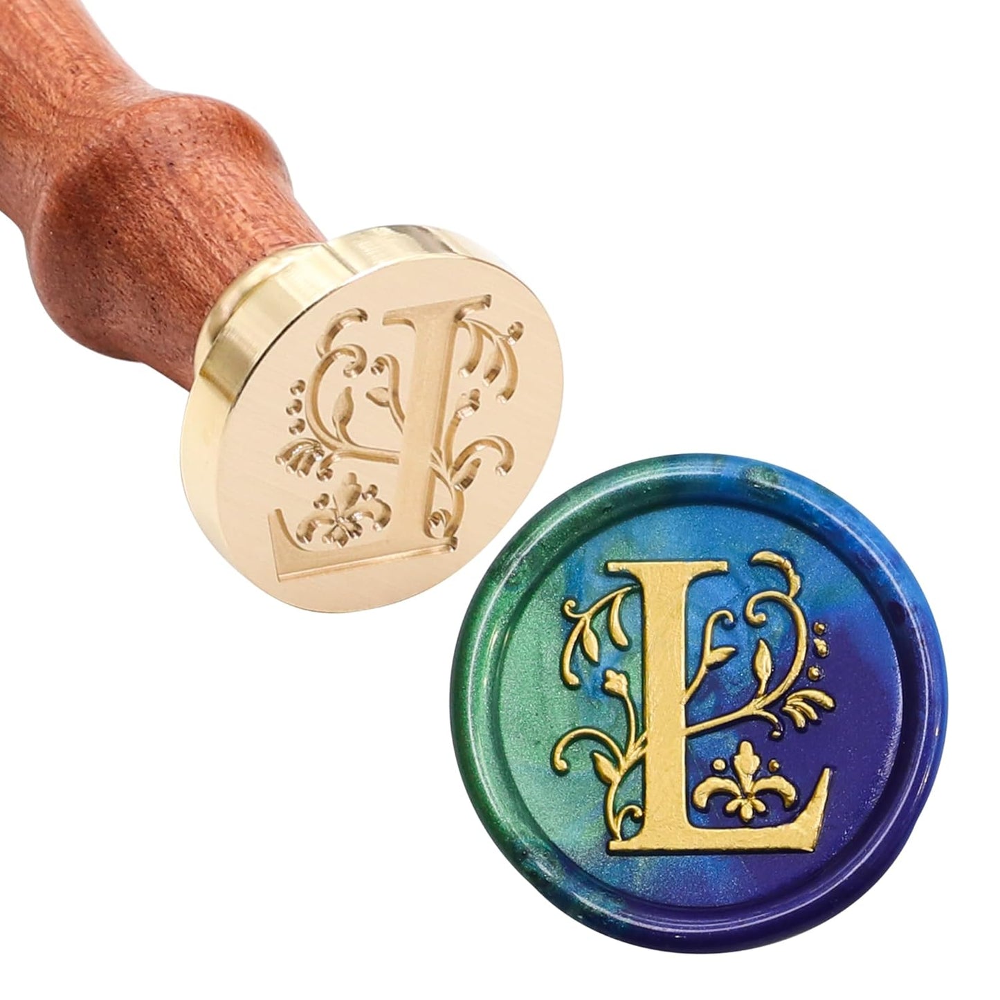 SWANGSA Initial Alphabet L Wax Seal Stamp Kit, Classic Retro Letter Sealing Stamp with 200pcs Sealing Wax Beads Kit for Wedding Invitations Cards Envelopes (L)