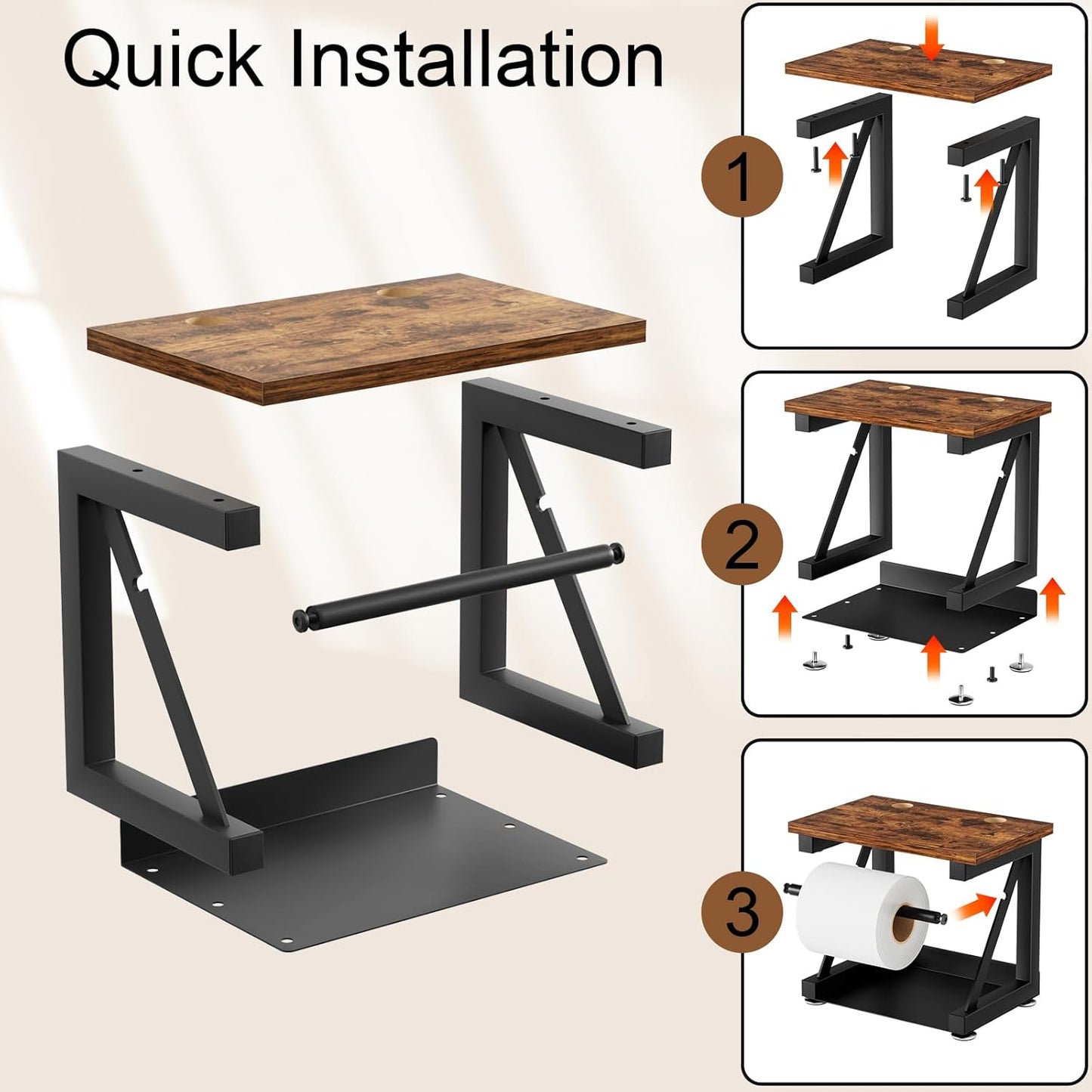 Label Holder for Thermal Printer, Heavy Duty Metal Label Holder for Rolls and Fan-fold Labels, Desktop Printer Accessory Supplies for Home, Office, Small Business (Black)