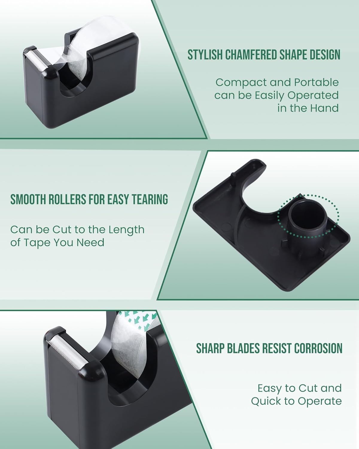 Lichamp 10 Pack Office Desktop Tape Dispenser Includes 10 Rolls of 1 Inch Core Tapes 3/4 in x 1000 in, Red and Black Desk Tape Dispensers Non-Skid Base, Great for School, Office and Home