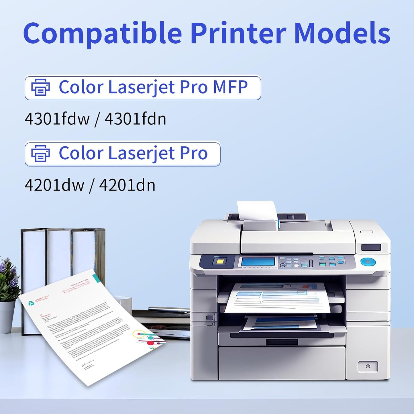 210A Toner Cartridges 4 Pack (with Chip) Compatible Replacement for HP 210A 210X for Color Laserjet Pro MFP 4301fdw 4301fdn Pro 4201dw 4201dn Series Printer Ink W2100A W2100X High Yield (BCMY, 4-Pack)