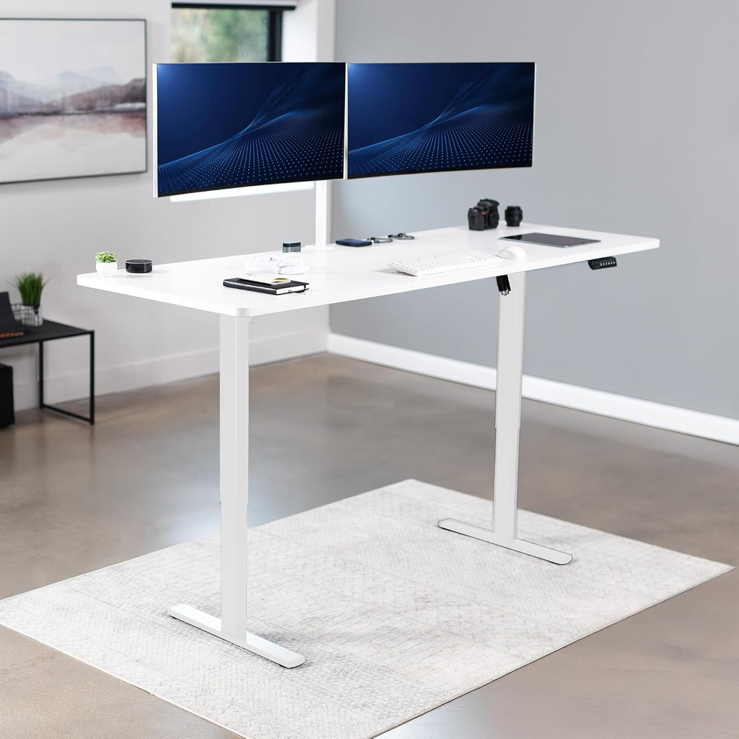 VIVO Large Electric 83 x 30 in Standing Desk, Memory Height Adjustment, 1B Series, White Top White Frame, DESK-KIT-1W8W