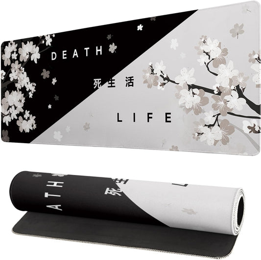 Extended Gaming Mouse Pad, Large Gaming Mouse Waterproof with Stitched Edges, Non-Slip Desktop Pad for Home and Office, Level Up Your 31.5x11.8 Inch… (Black and White Life)