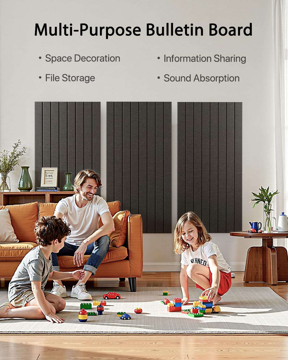 Soundsbay Large Cork Board, 71" x 47" Black Bulletin Board, 3 Pack Felt Wall Tiles Self-Adhesive, Pin Board for Walls Office Home Classroom Decor